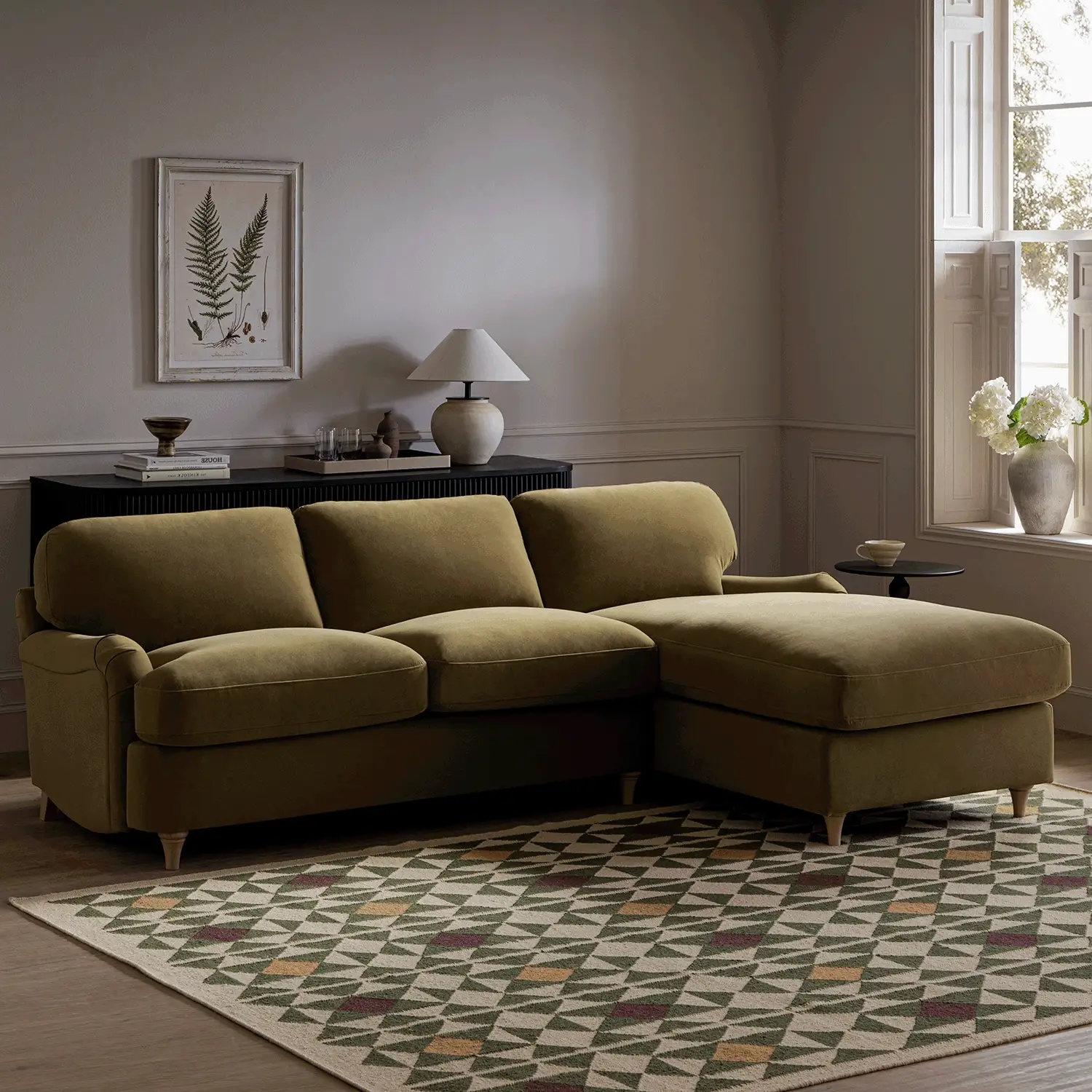 Daphnis Fudge Velvet Sofa Bed, Grande Chaise Right Hand Facing - Image 2