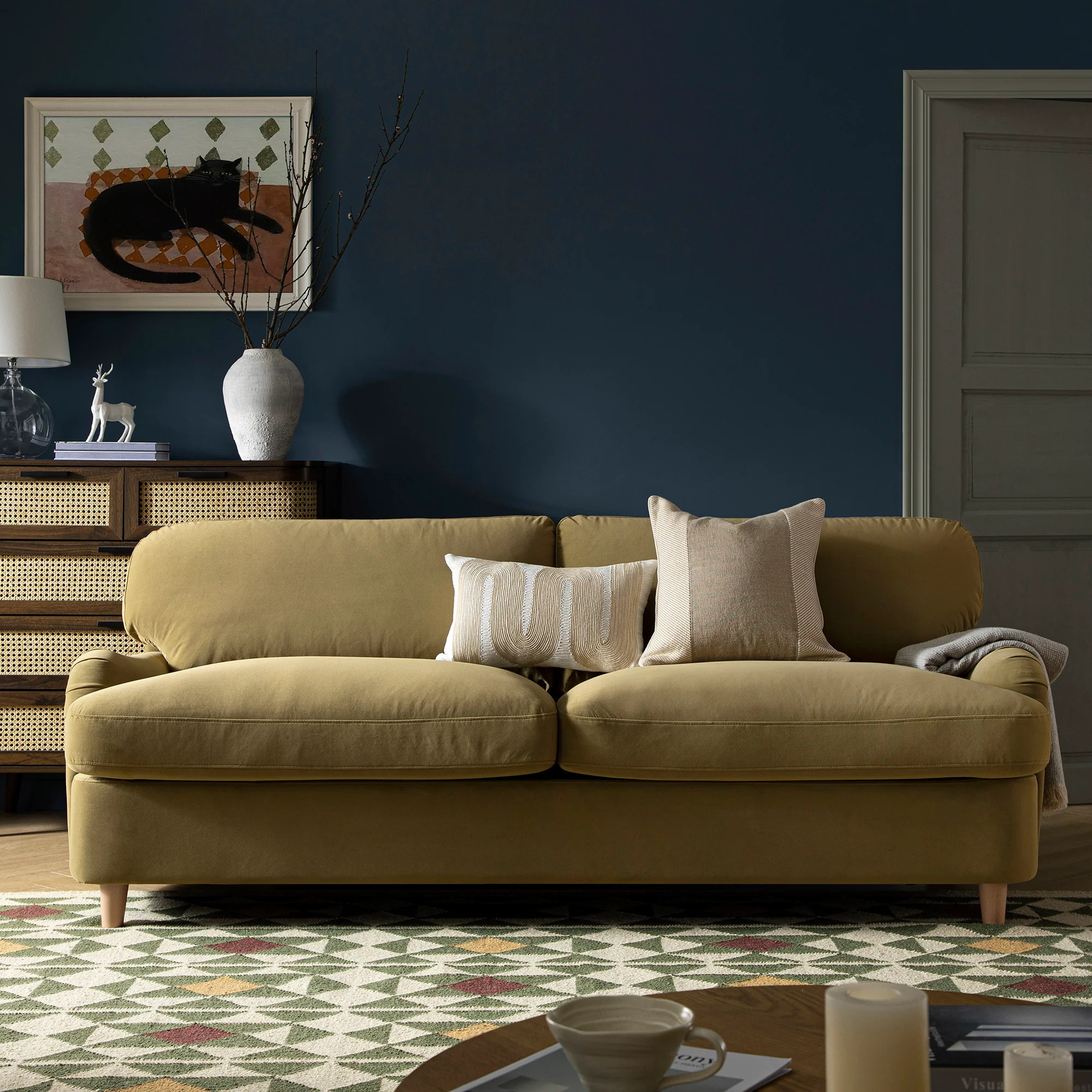Daphnis Fudge Velvet Sofa Bed, Large 3-Seater - Image 4
