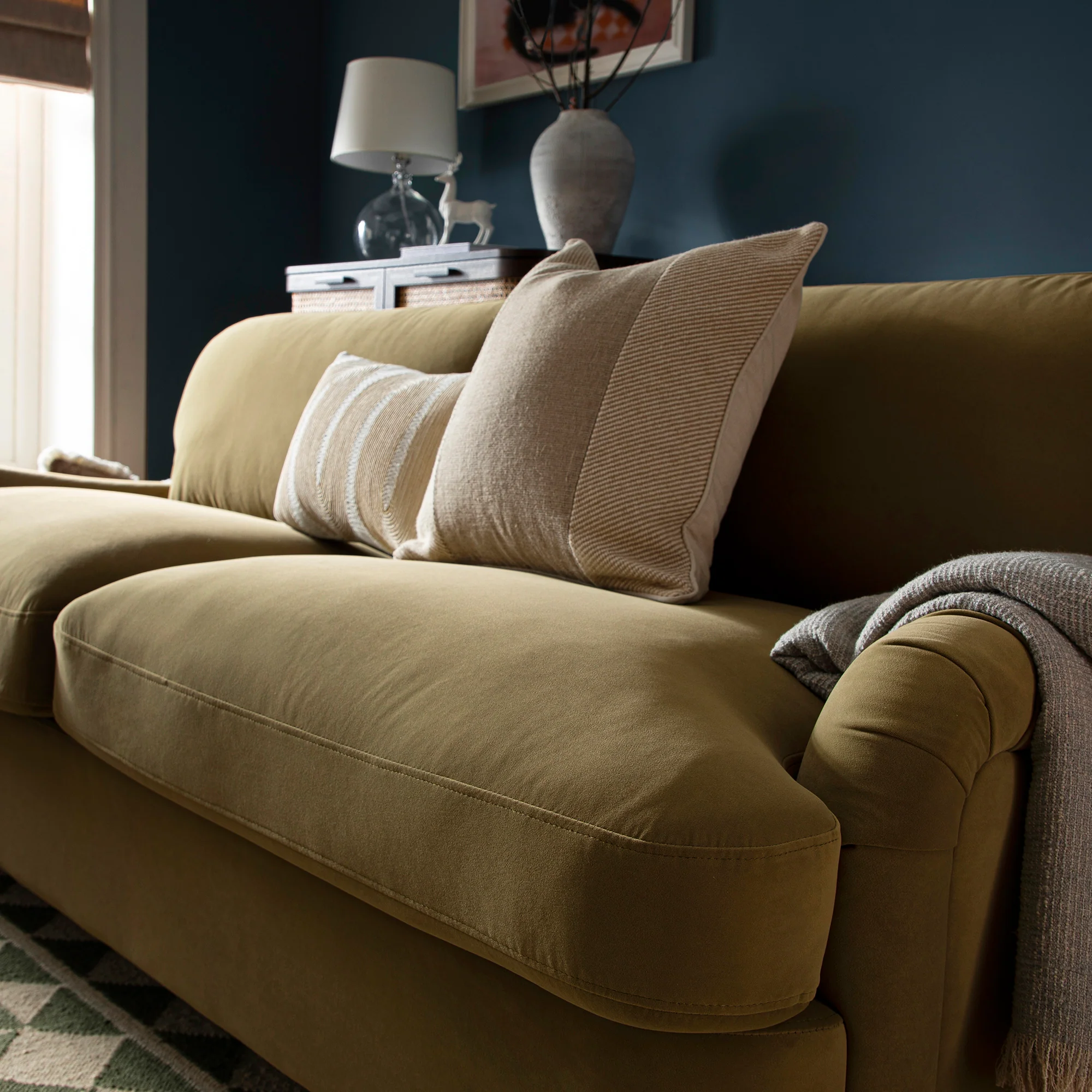 Daphnis Fudge Velvet Sofa Bed, Large 3-Seater - Image 6