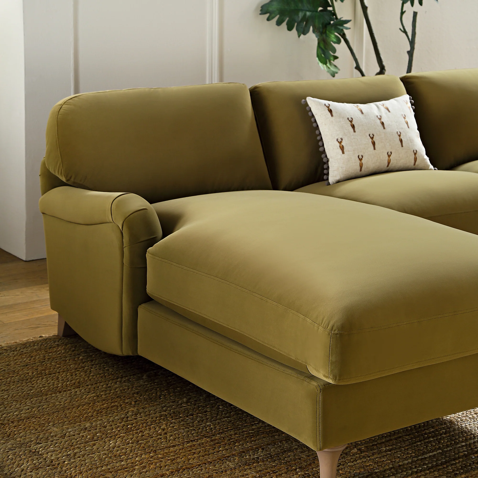 Daphnis Fudge Velvet Sofa, Grande Chaise Sofa Left Hand Facing - Image 4