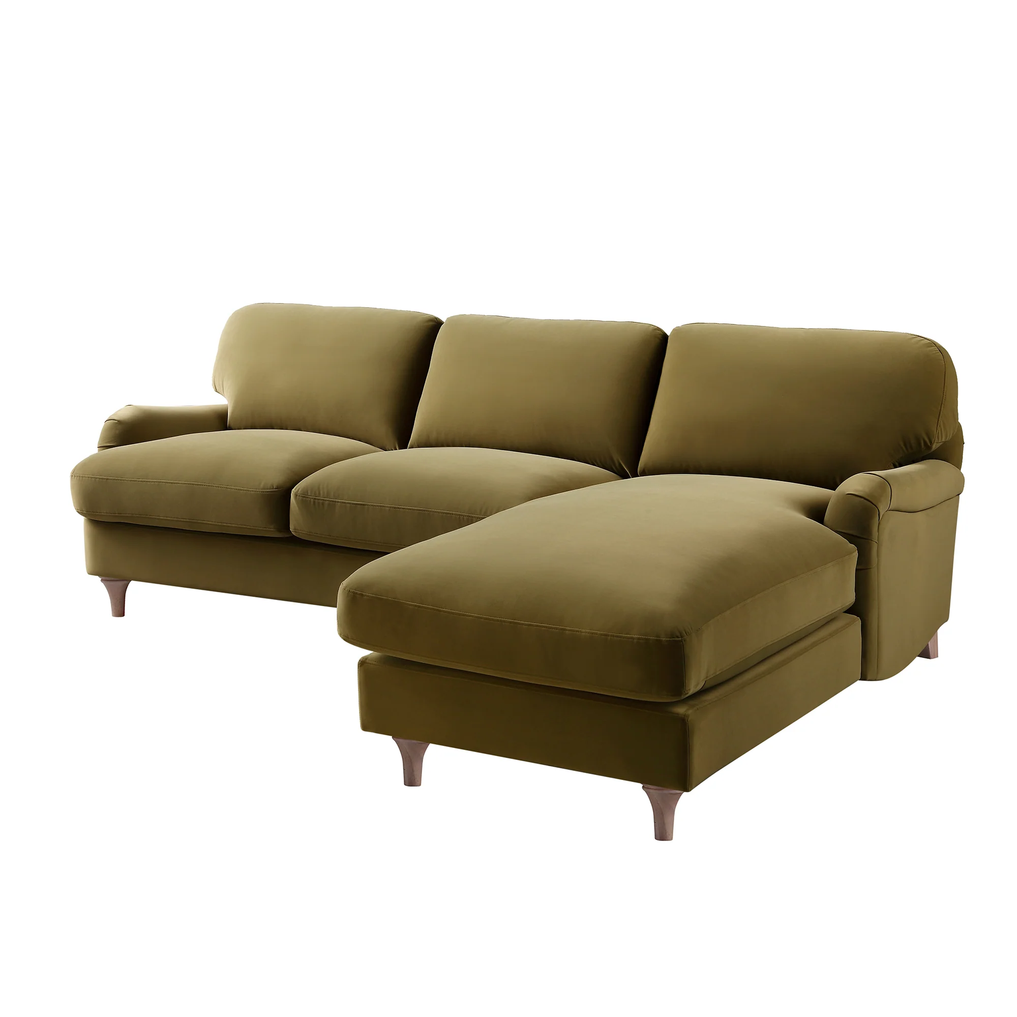 Daphnis Fudge Velvet Sofa, Grande Chaise Sofa Right Hand Facing - Image 9