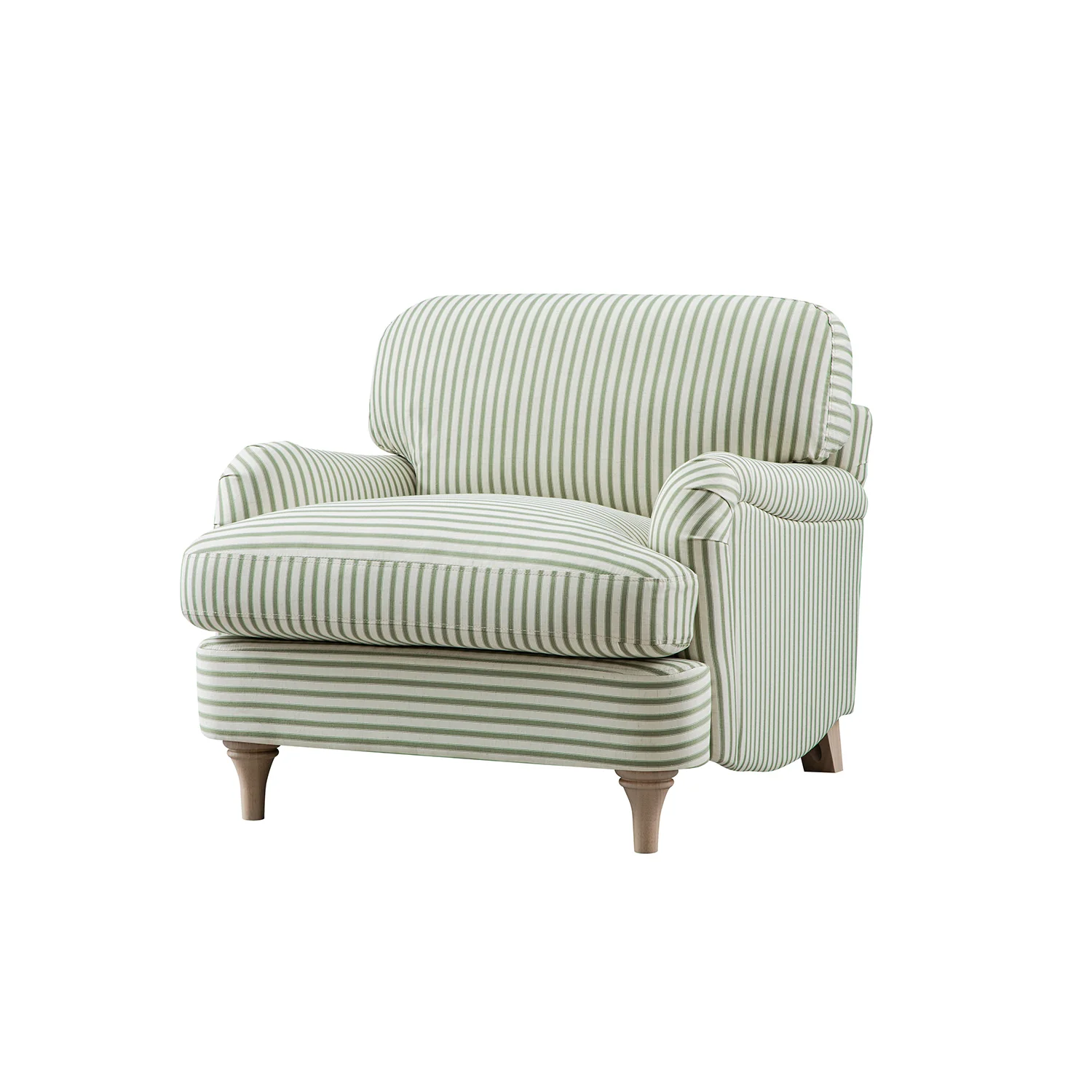 Daphnis Green Striped Linen Blend Sofa, 1-Seater - Image 8