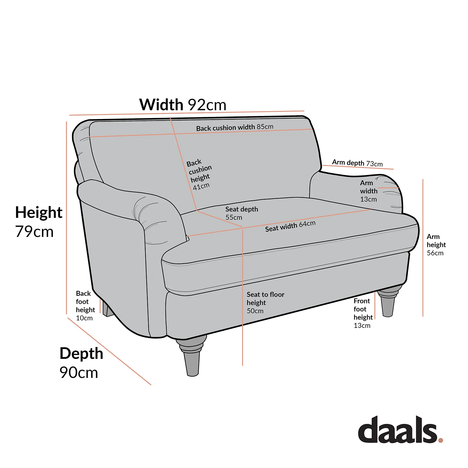 Daphnis Camel Velvet Sofa, 1-Seater - Image 8