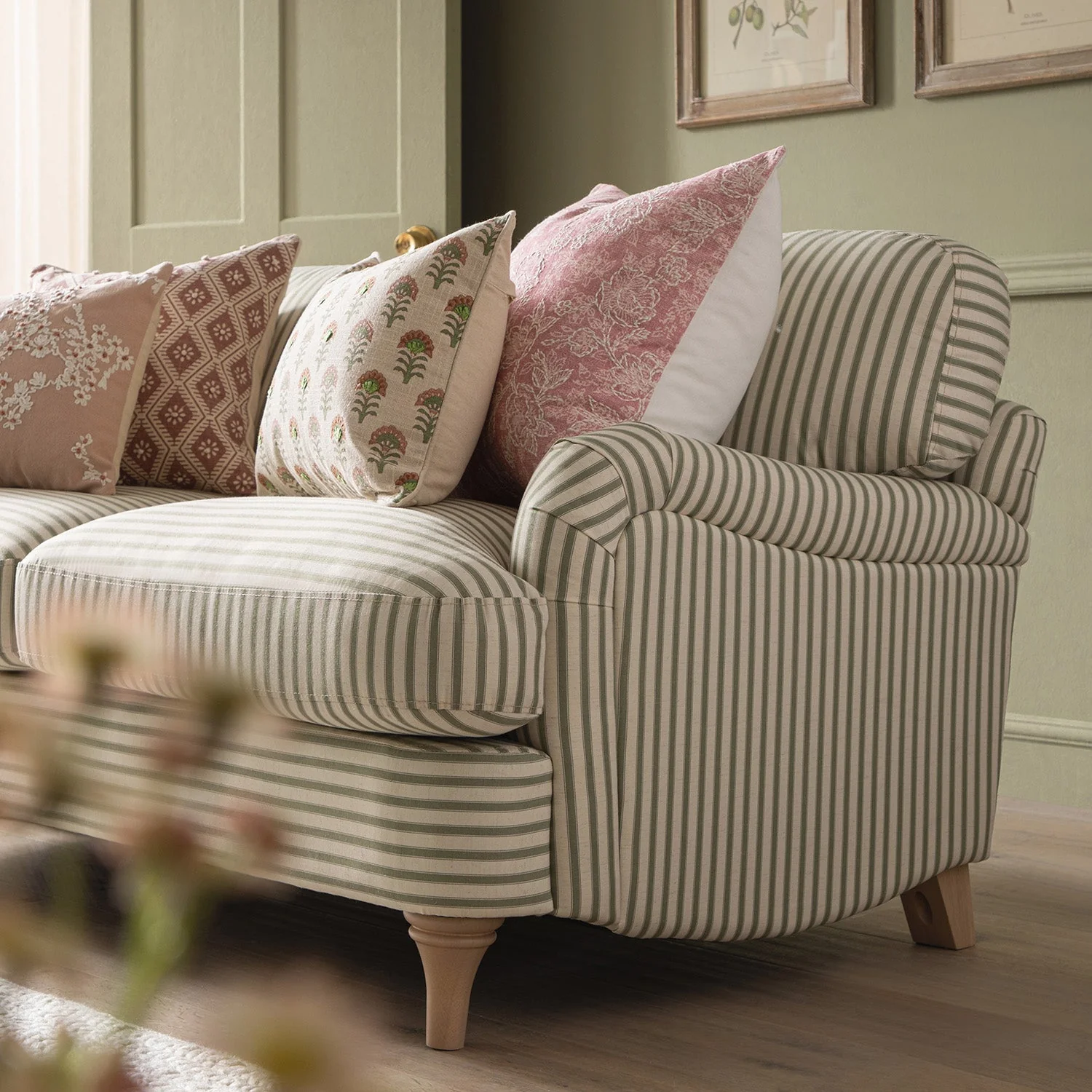 Daphnis Green Striped Linen Blend Sofa, 2-Seater - Image 5