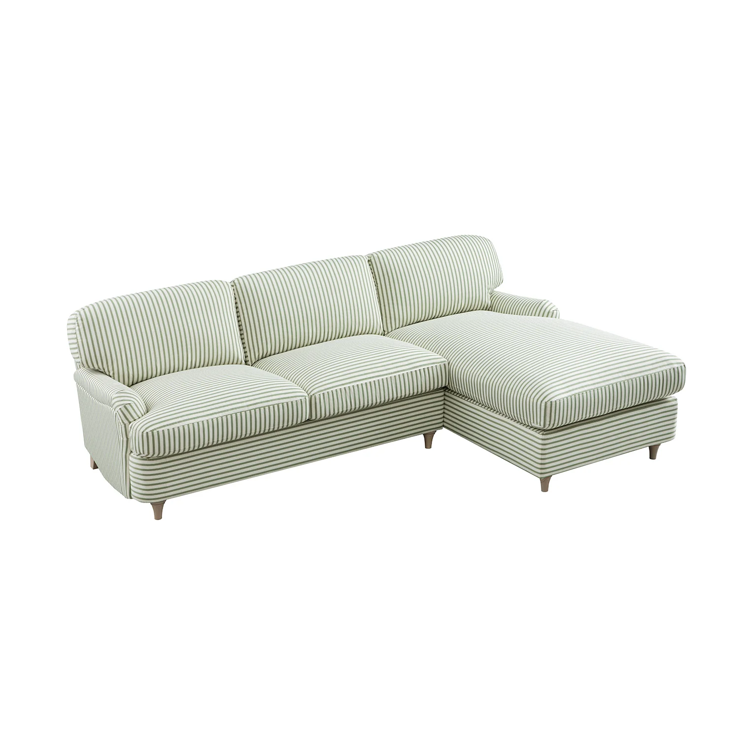 Daphnis Green Striped Linen Blend Sofa Bed, Grande Chaise Right Hand Facing - Image 2