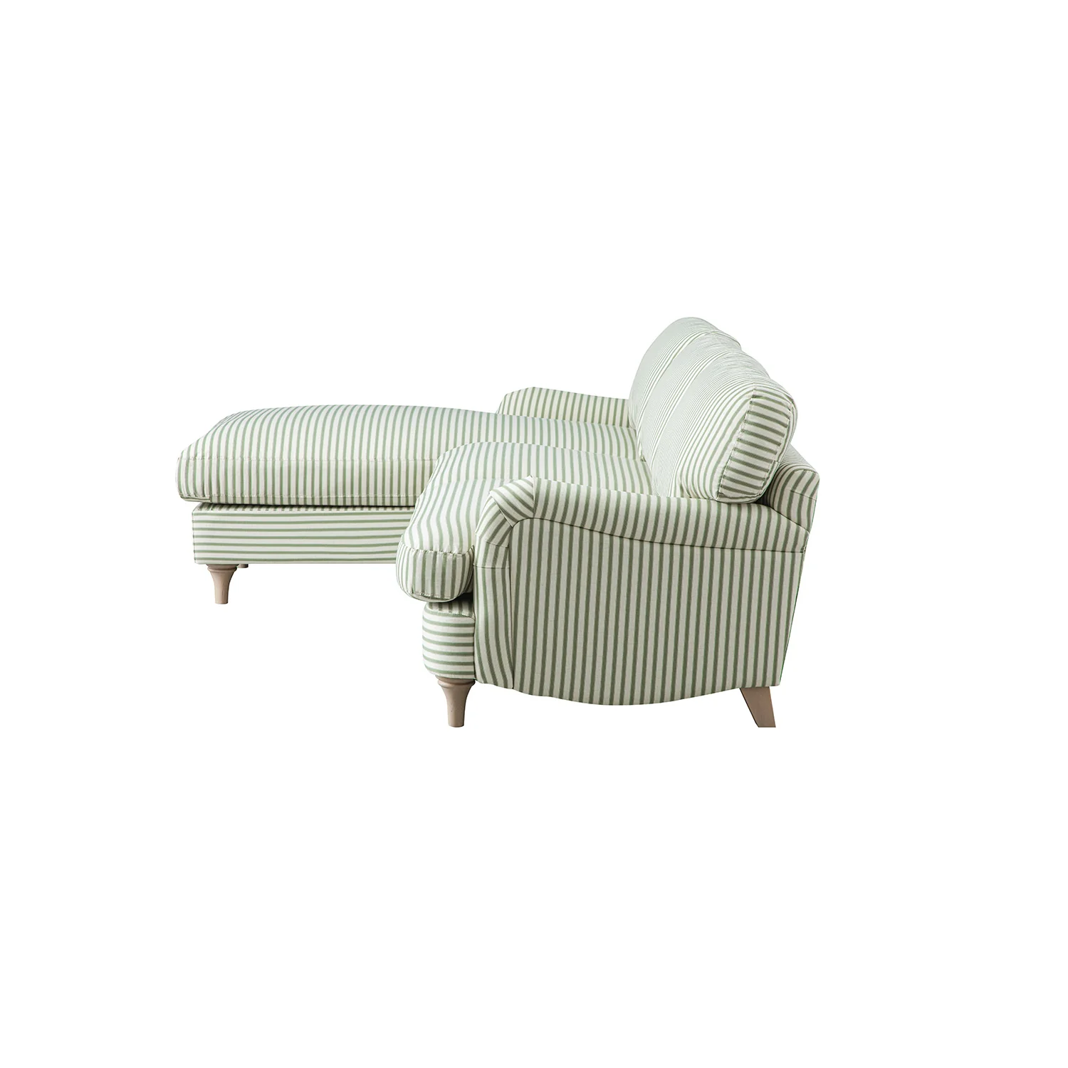 Daphnis Green Striped Linen Blend Sofa, Grande Chaise Sofa Left Hand Facing - Image 11