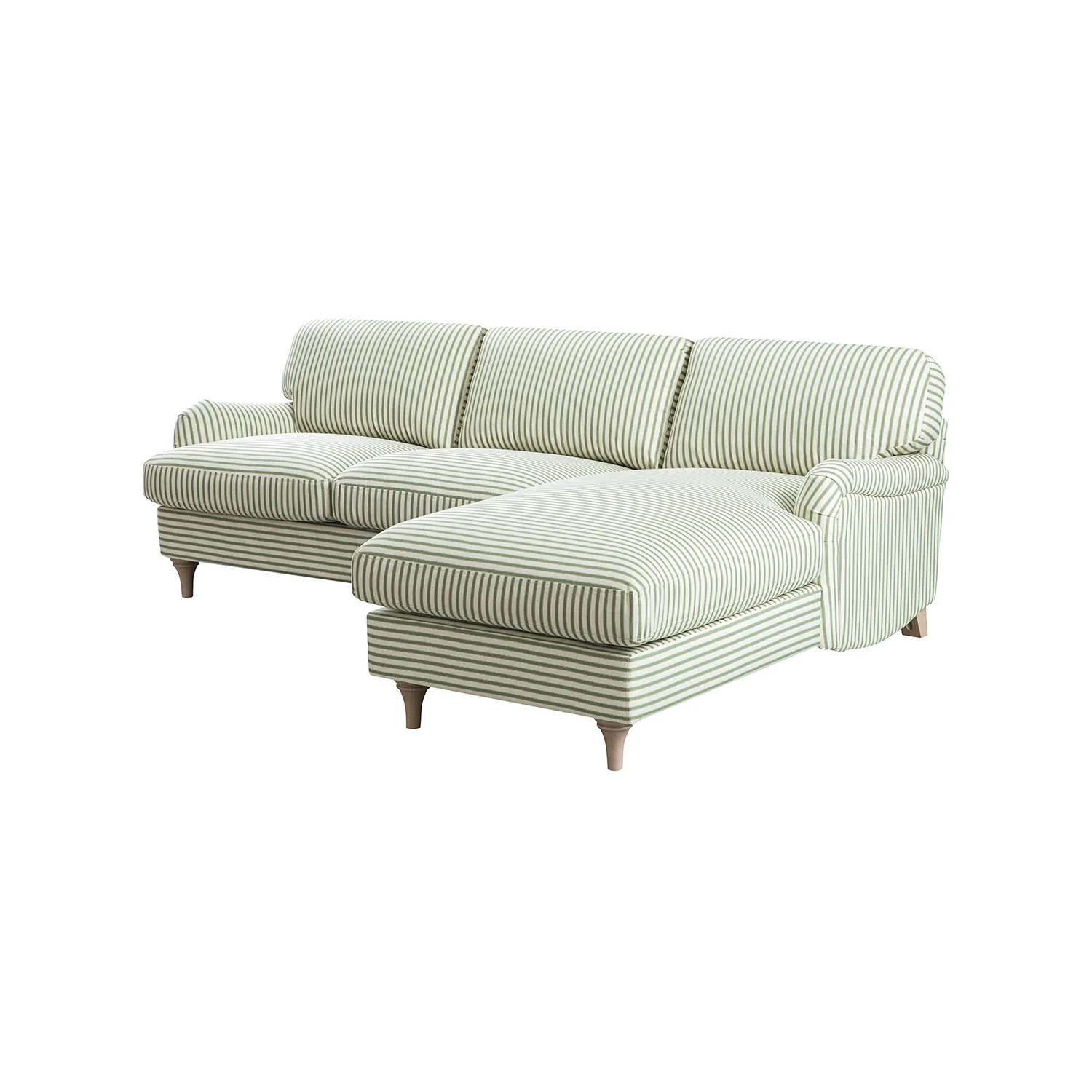 Daphnis Green Striped Linen Blend Sofa, Grande Chaise Sofa Right Hand Facing - Image 13