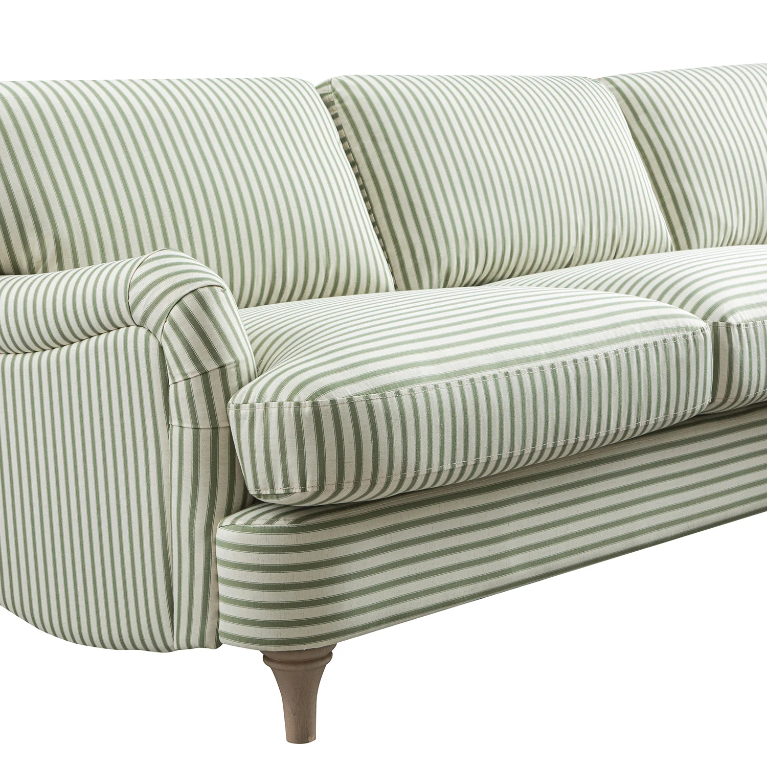 Daphnis Green Striped Linen Blend Sofa, Grande Chaise Sofa Right Hand Facing - Image 14