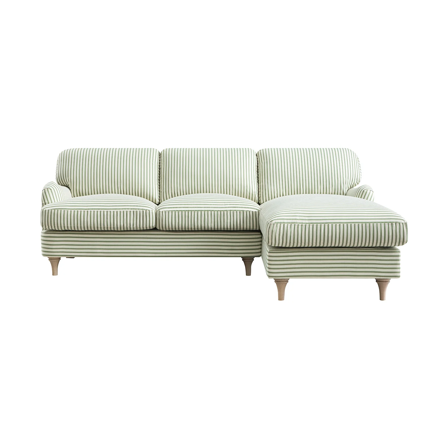 Daphnis Green Striped Linen Blend Sofa, Grande Chaise Sofa Right Hand Facing - Image 8