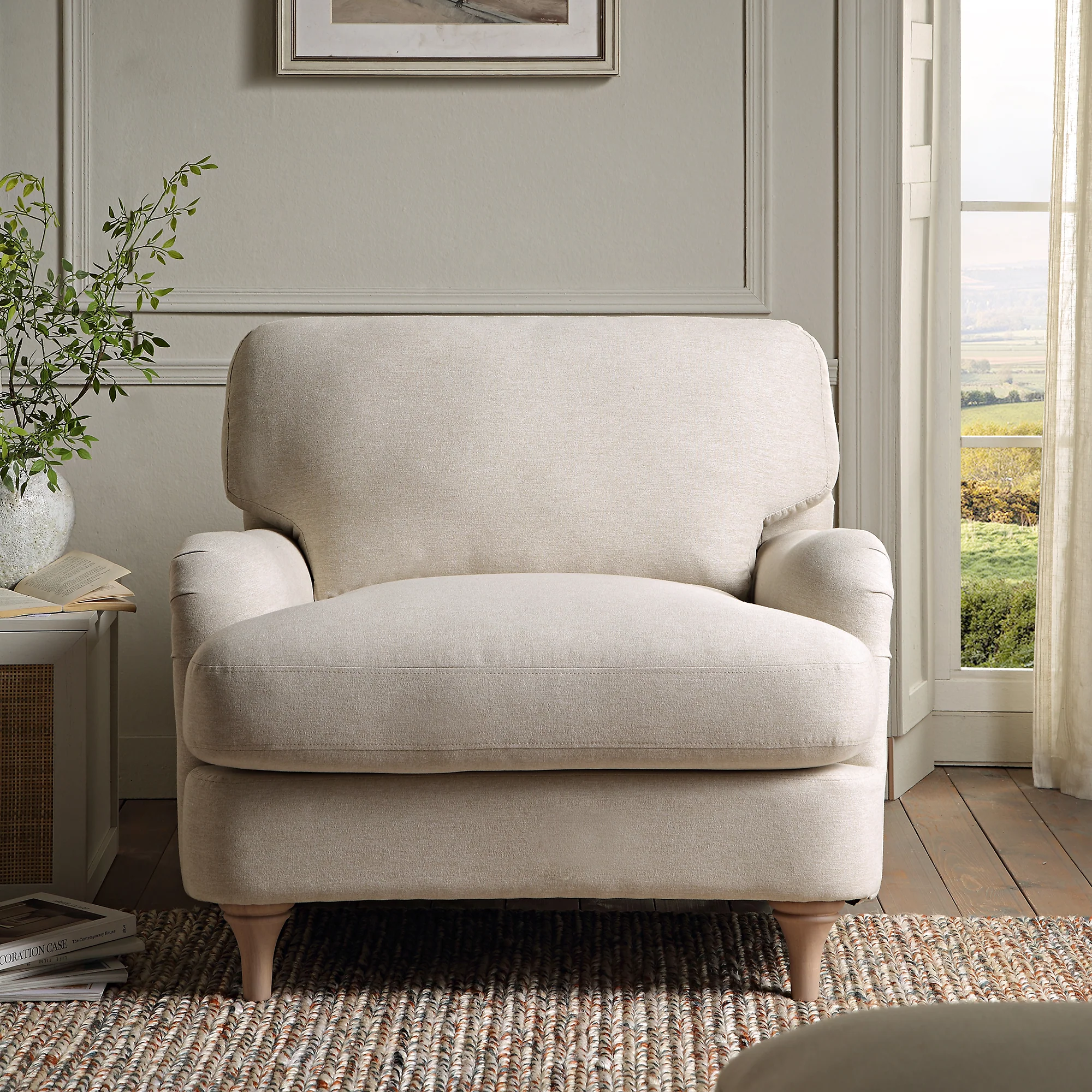 Daphnis Oatmeal Fabric Sofa, 1-Seater - Image 2