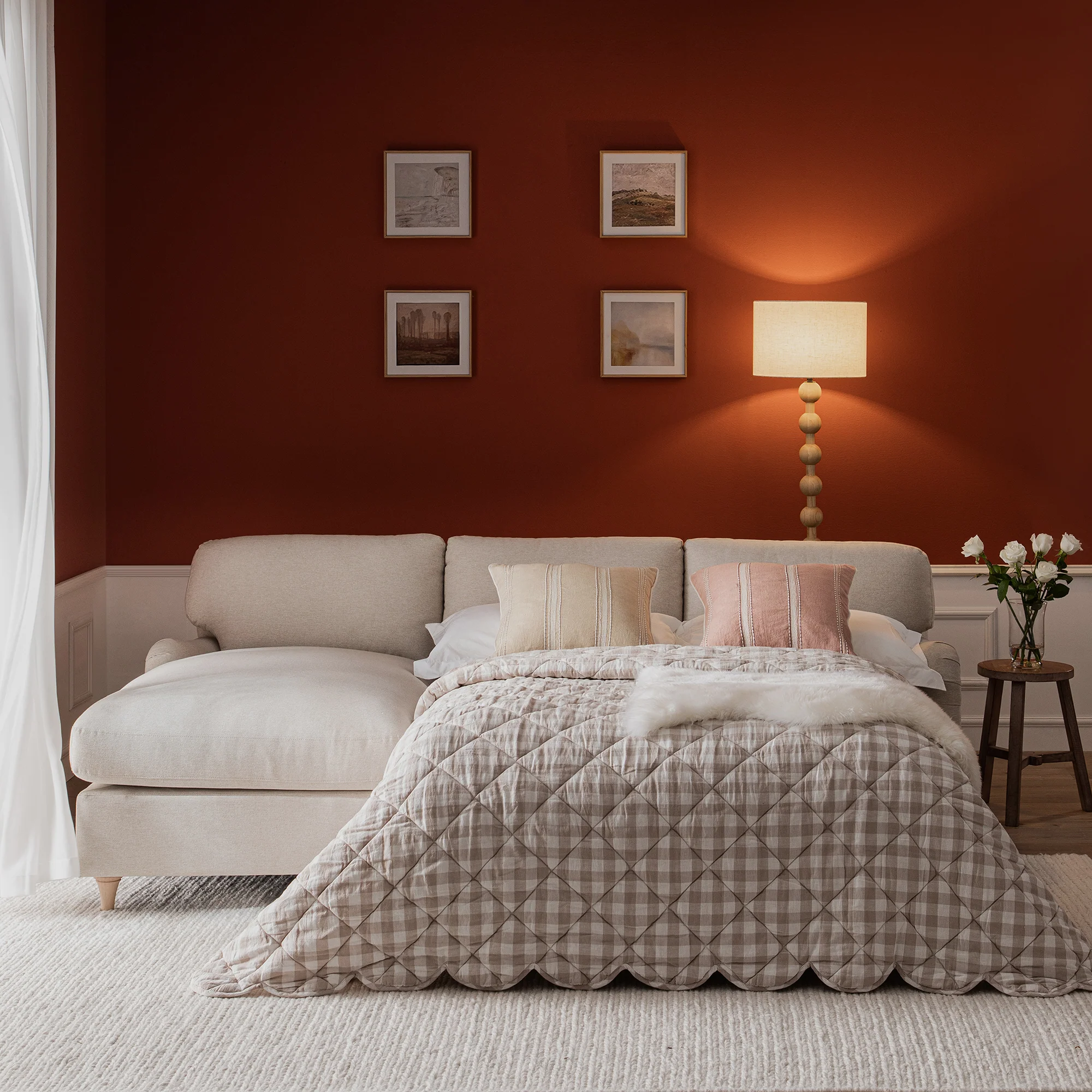 Daphnis Oatmeal Fabric Sofa Bed, Grande Chaise Left Hand Facing - Image 3