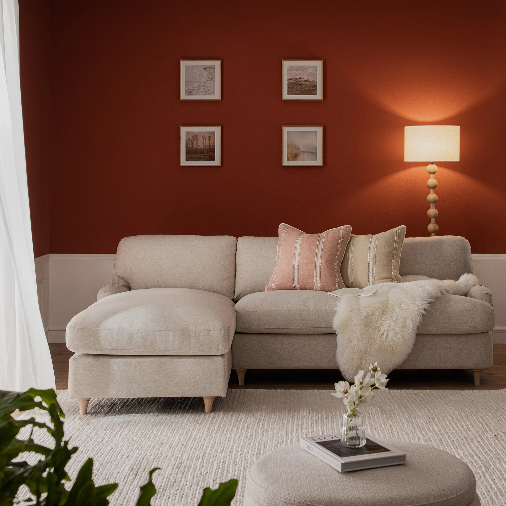 Daphnis Oatmeal Fabric Sofa Bed, Grande Chaise Left Hand Facing - Image 4