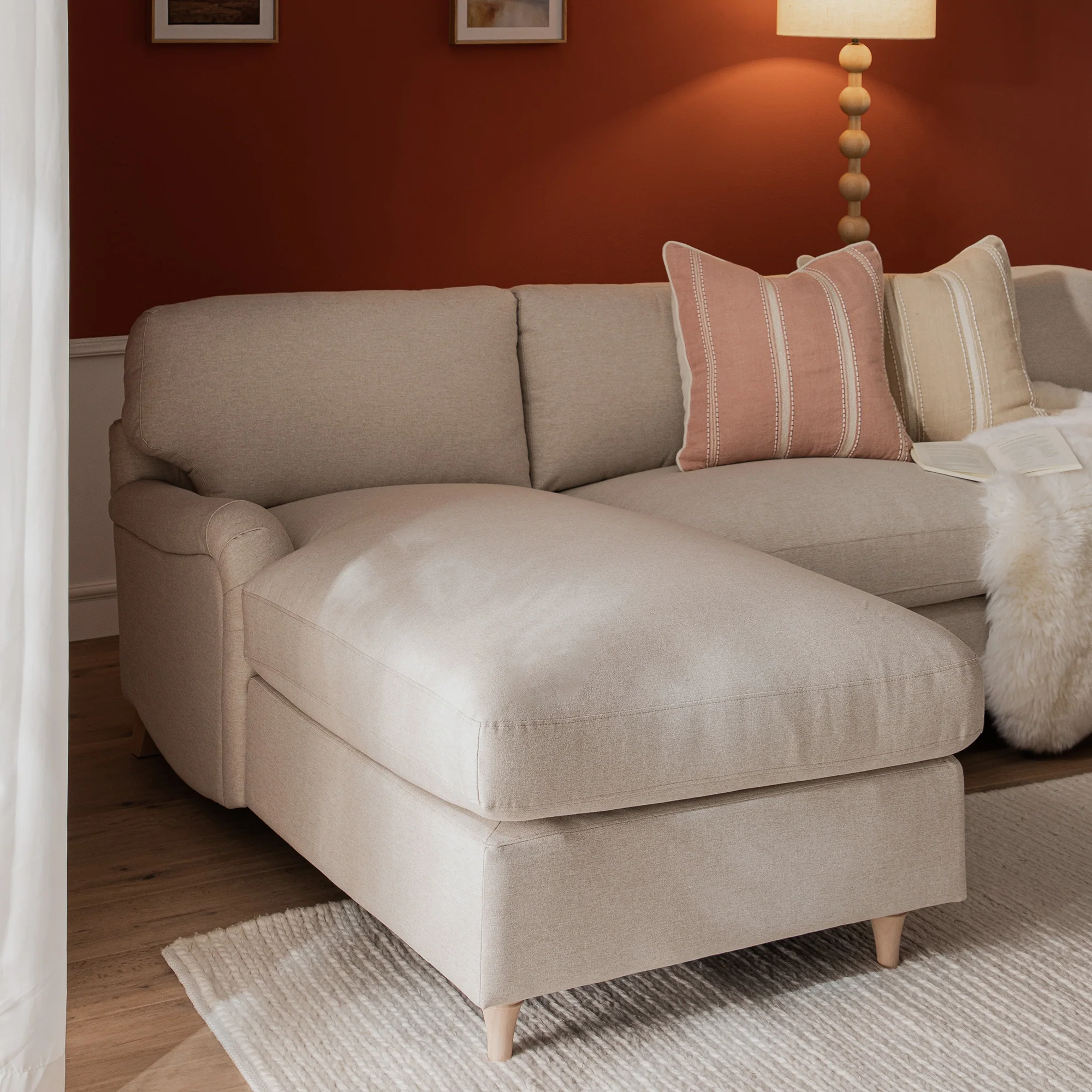Daphnis Oatmeal Fabric Sofa Bed, Grande Chaise Left Hand Facing - Image 5
