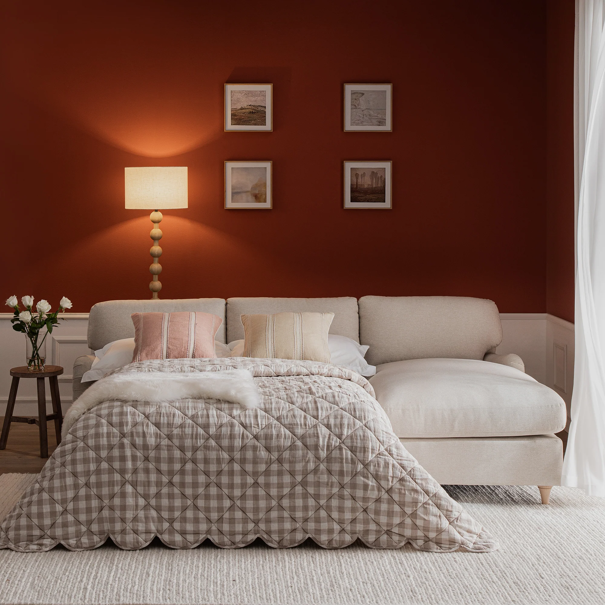 Daphnis Oatmeal Fabric Sofa Bed, Grande Chaise Right Hand Facing - Image 3