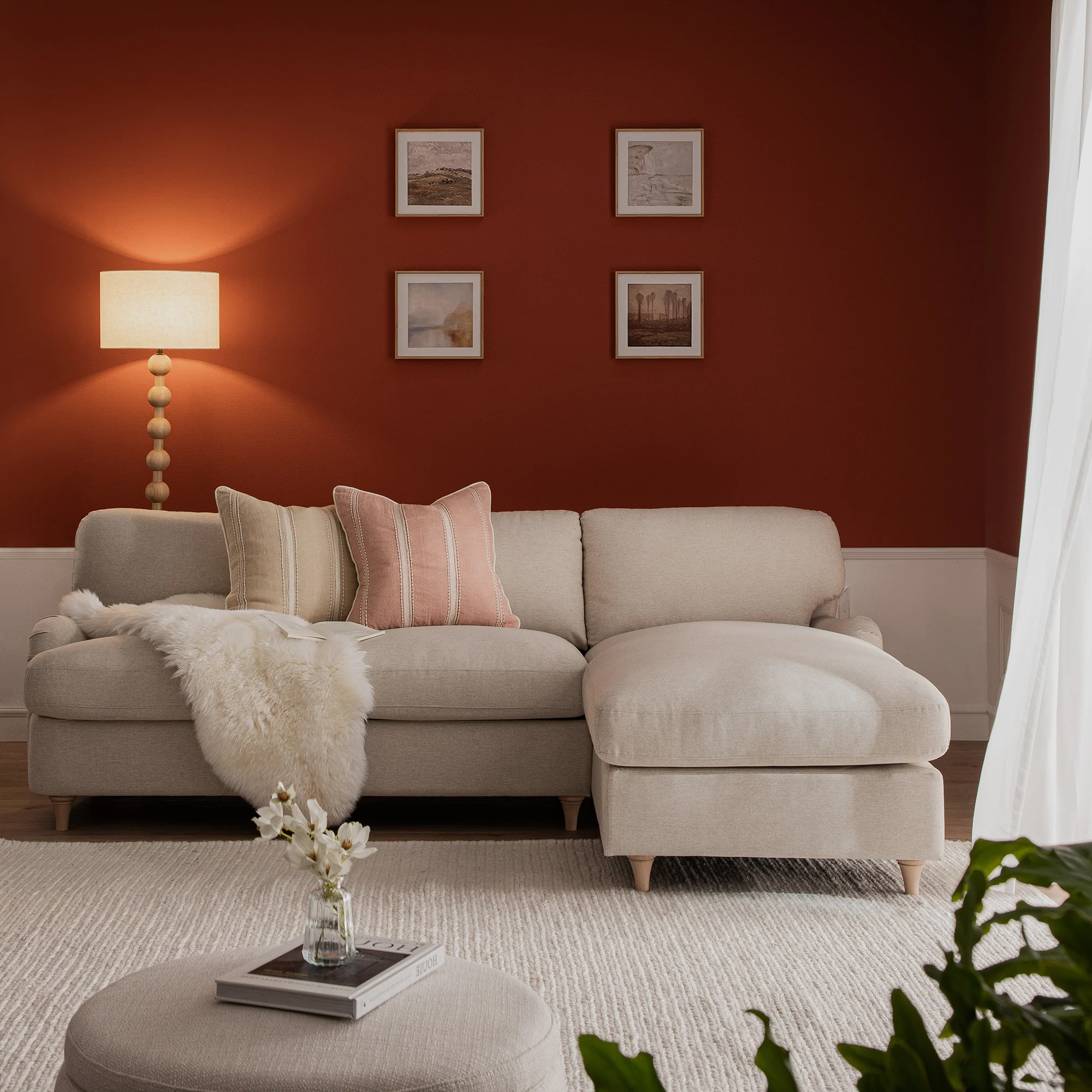 Daphnis Oatmeal Fabric Sofa Bed, Grande Chaise Right Hand Facing - Image 4
