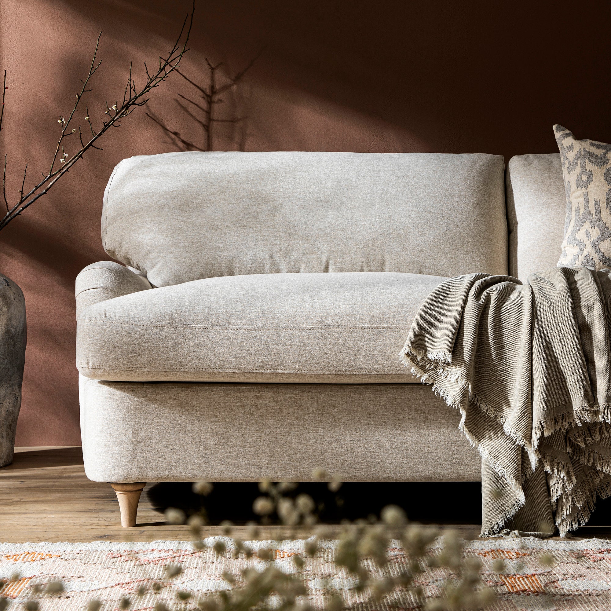 Daphnis Oatmeal Fabric Sofa Bed, Large 3-Seater - Image 6