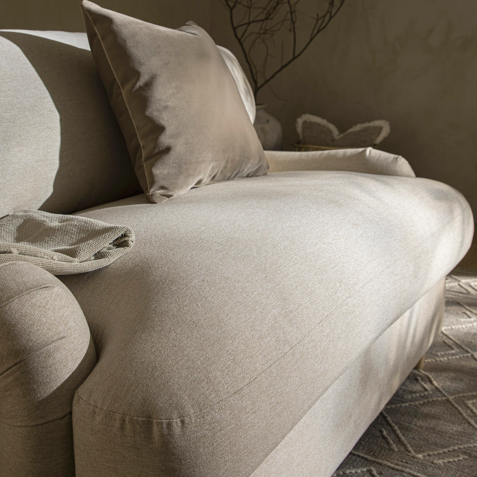Daphnis Oatmeal Fabric Sofa Bed, Loveseat - Image 8