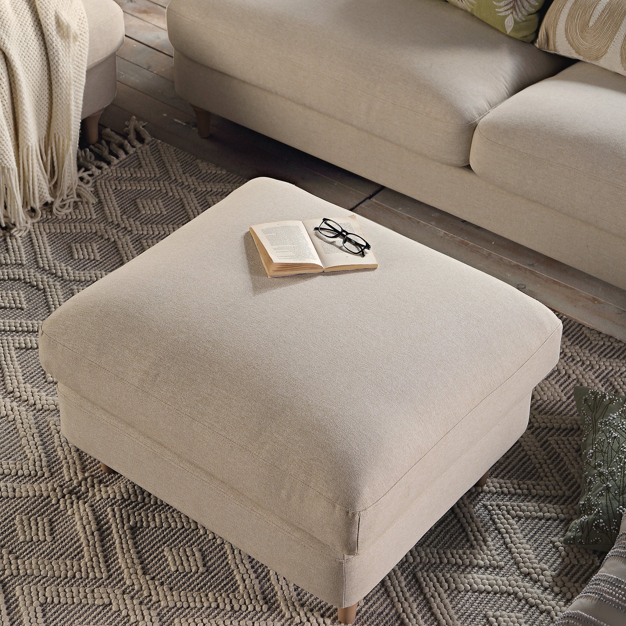 Daphnis Oatmeal Fabric Sofa, Footstool - Image 3