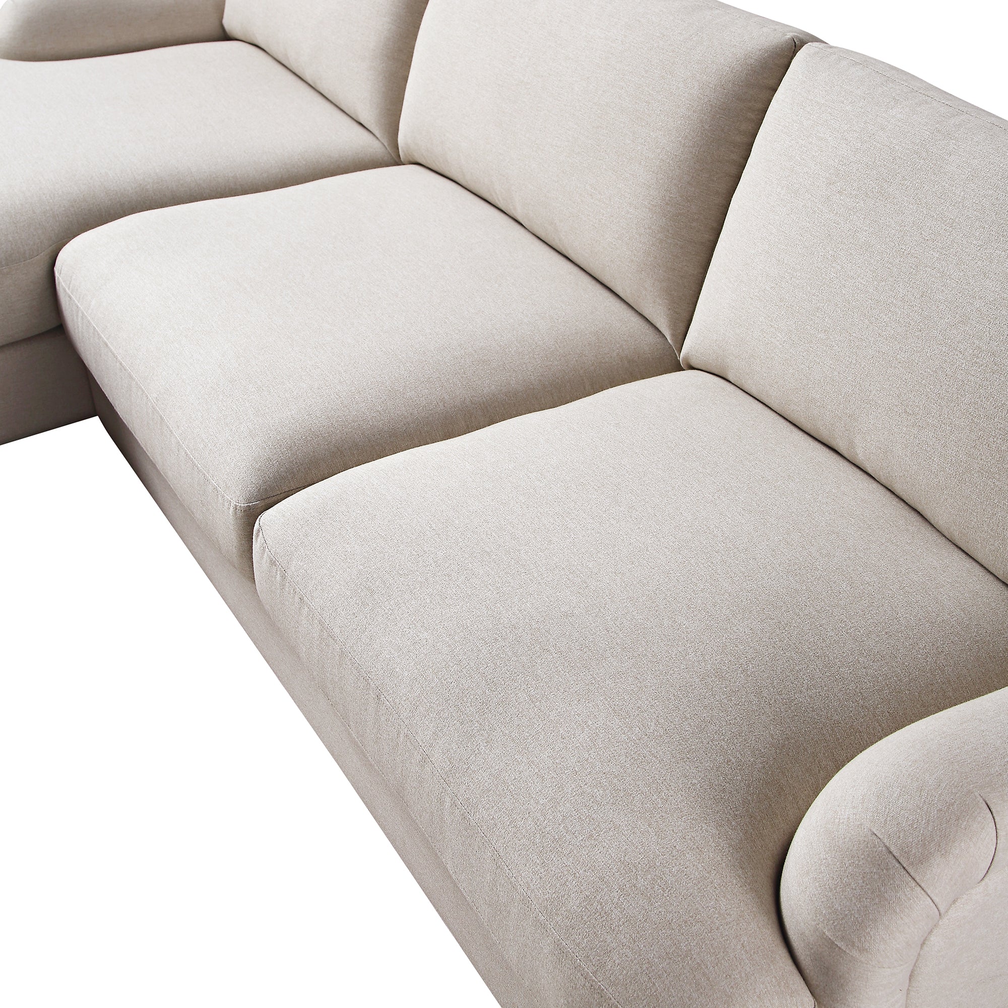 Daphnis Oatmeal Fabric Sofa, Grande Chaise Sofa Left Hand Facing - Image 13
