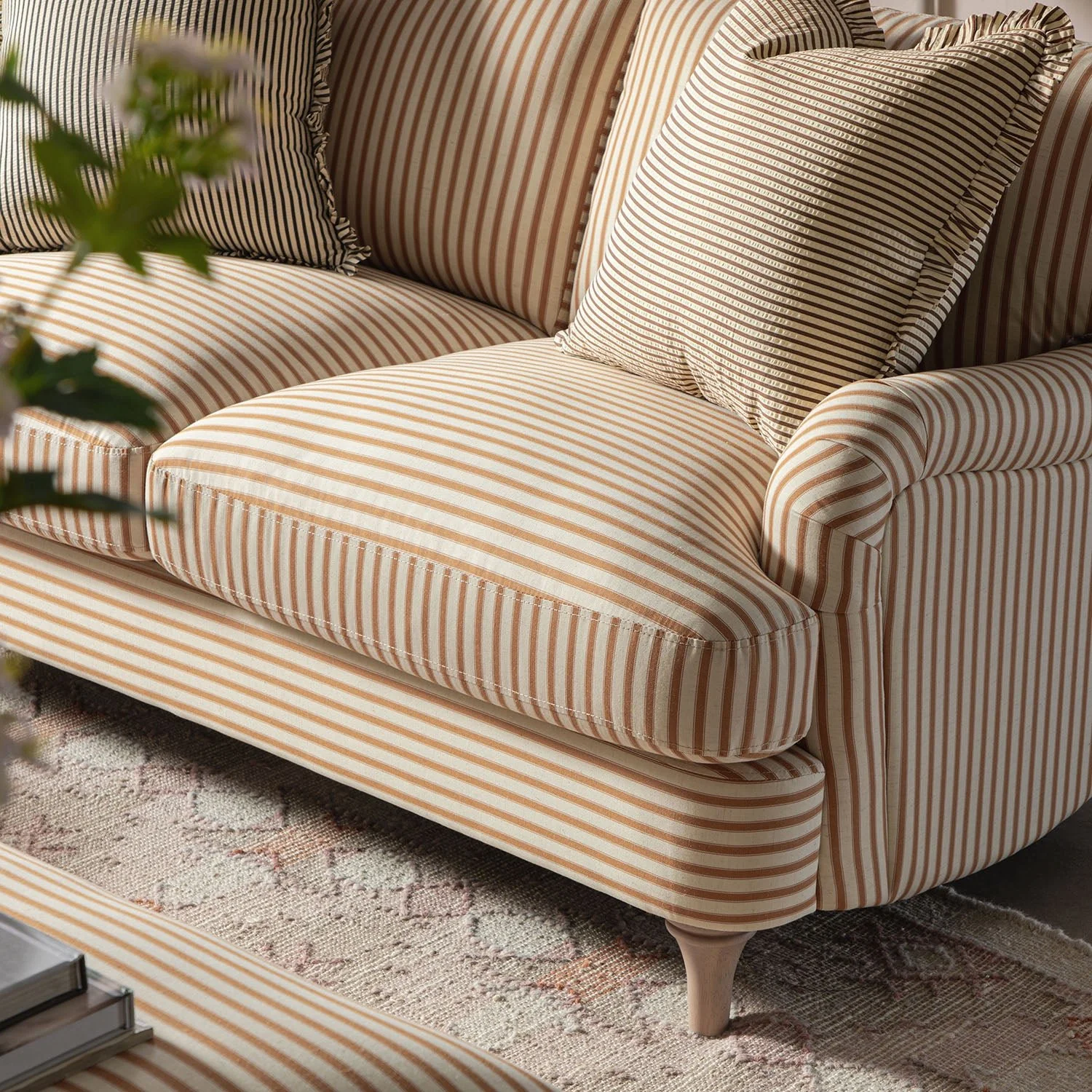 Daphnis Ochre Striped Linen Blend Sofa, 2-Seater - Image 3