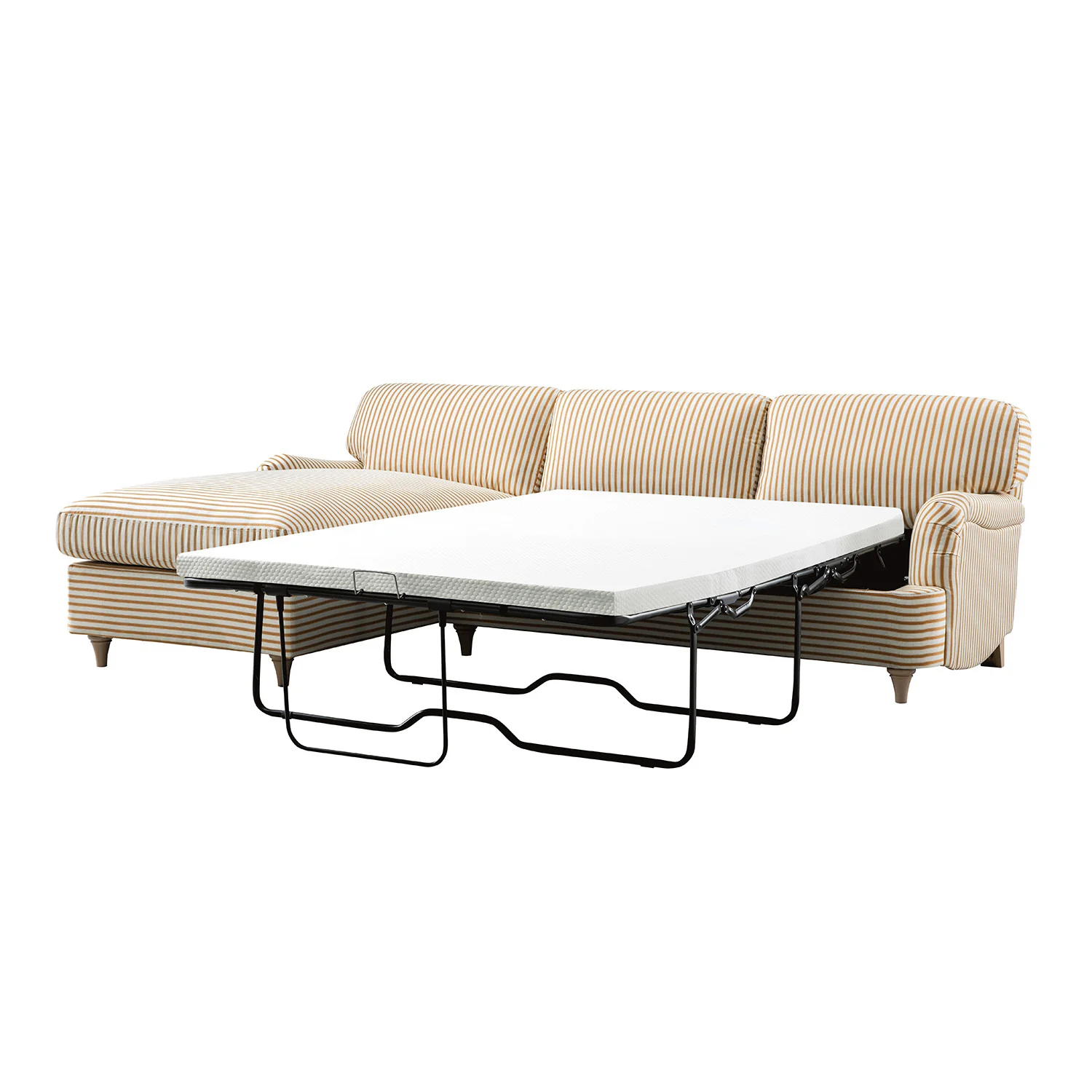 Daphnis Ochre Striped Linen Blend Sofa Bed, Grande Chaise Left Hand Facing - Image 7