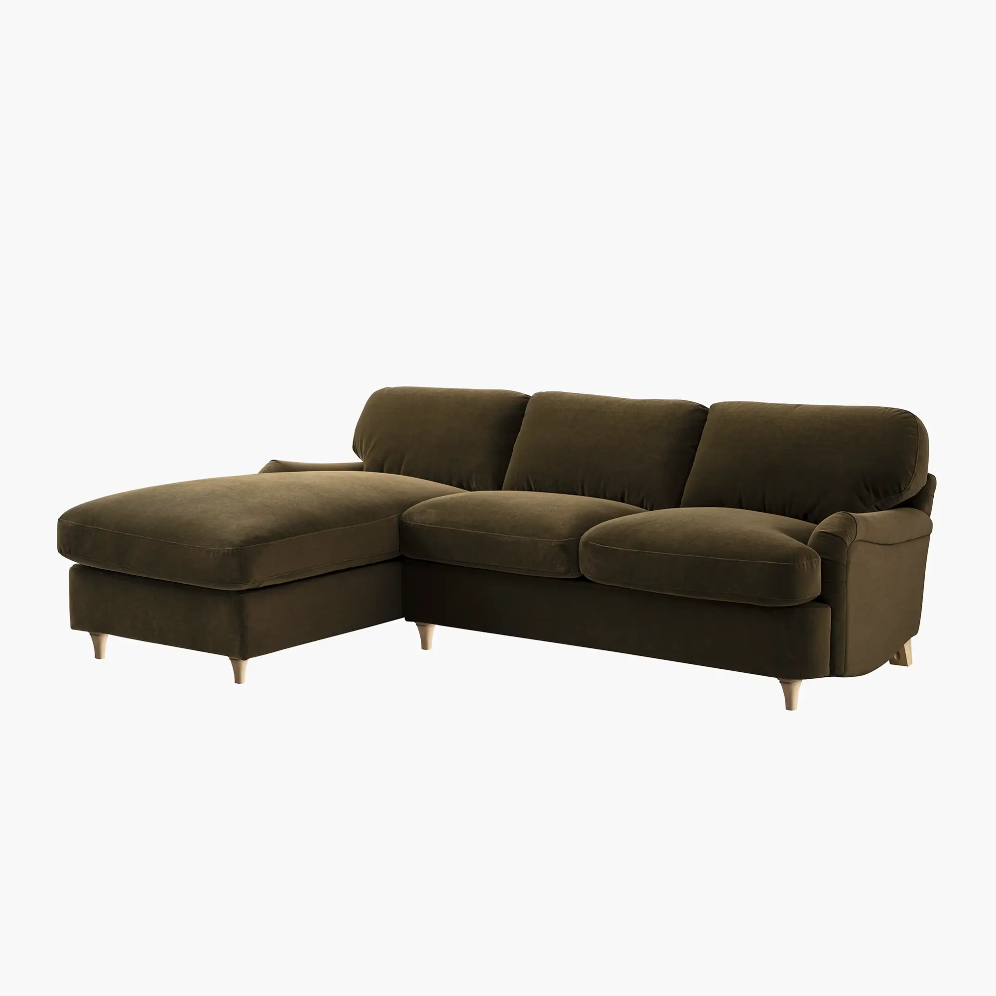 Daphnis Seaweed Velvet Sofa Bed, Grande Chaise Left Hand Facing - Image 11