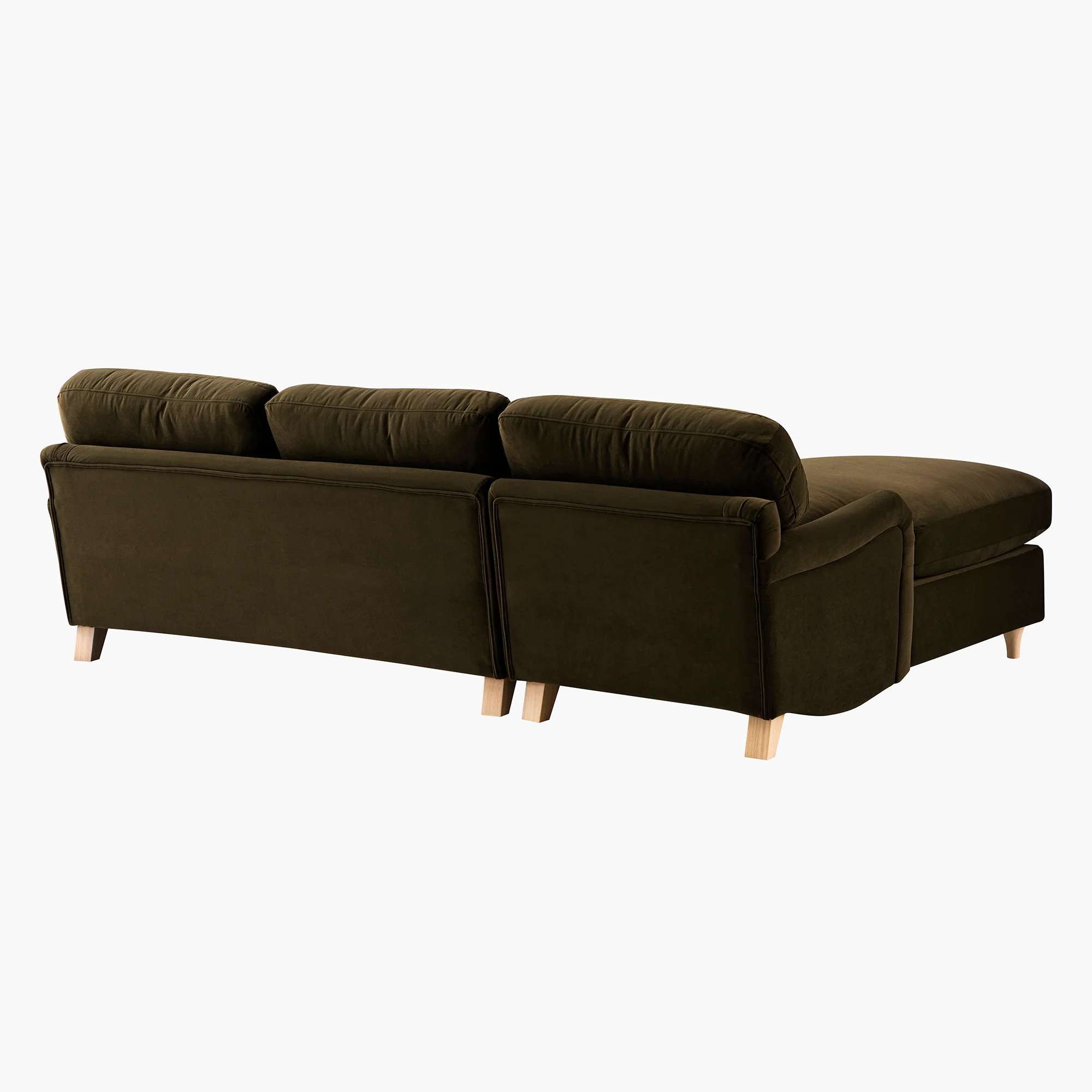 Daphnis Seaweed Velvet Sofa Bed, Grande Chaise Left Hand Facing - Image 16