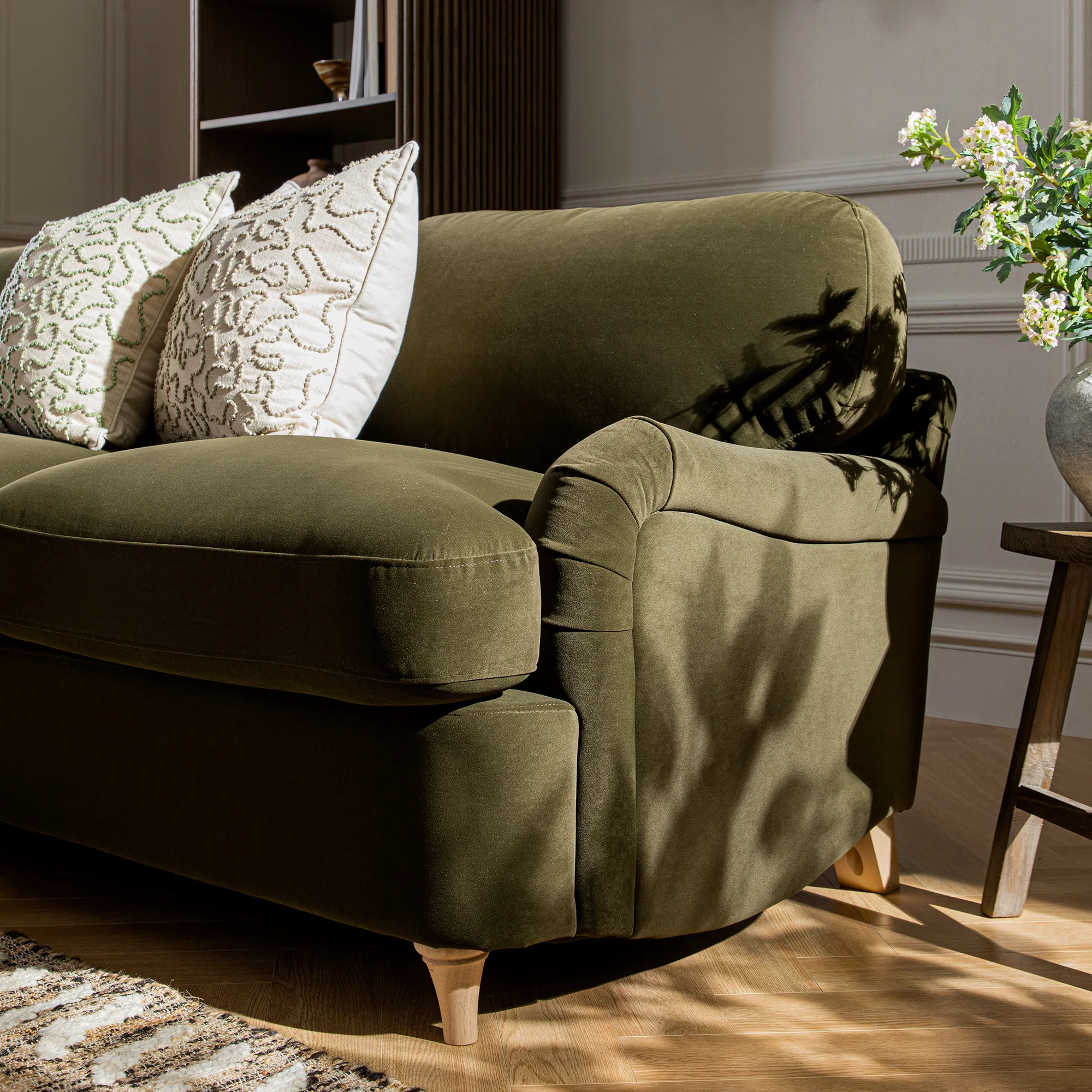 Daphnis Seaweed Velvet Sofa Bed, Grande Chaise Left Hand Facing - Image 5