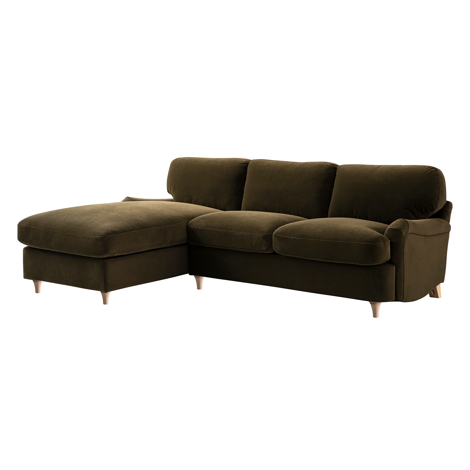Daphnis Seaweed Velvet Sofa Bed, Grande Chaise Left Hand Facing - Image 8