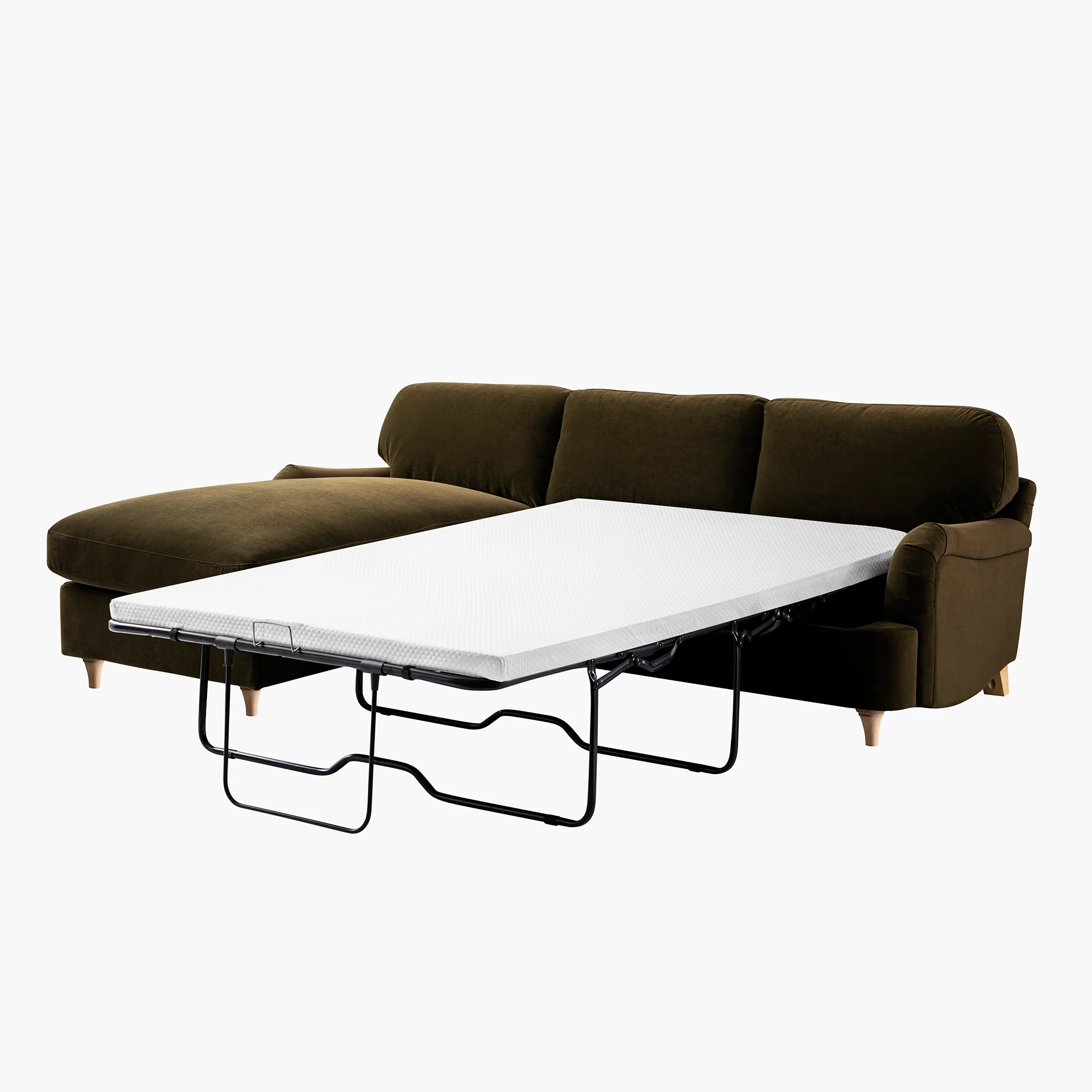 Daphnis Seaweed Velvet Sofa Bed, Grande Chaise Left Hand Facing - Image 9