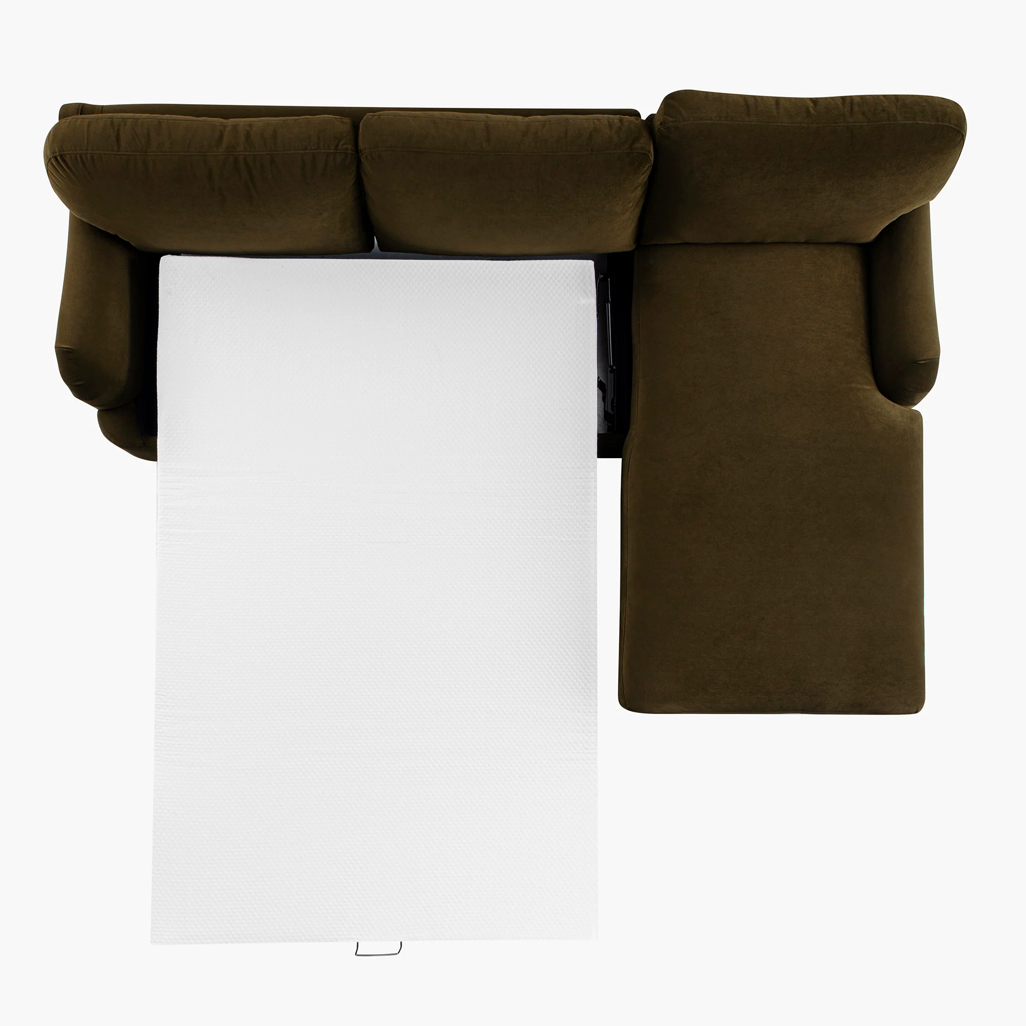 Daphnis Seaweed Velvet Sofa Bed, Grande Chaise Right Hand Facing - Image 12