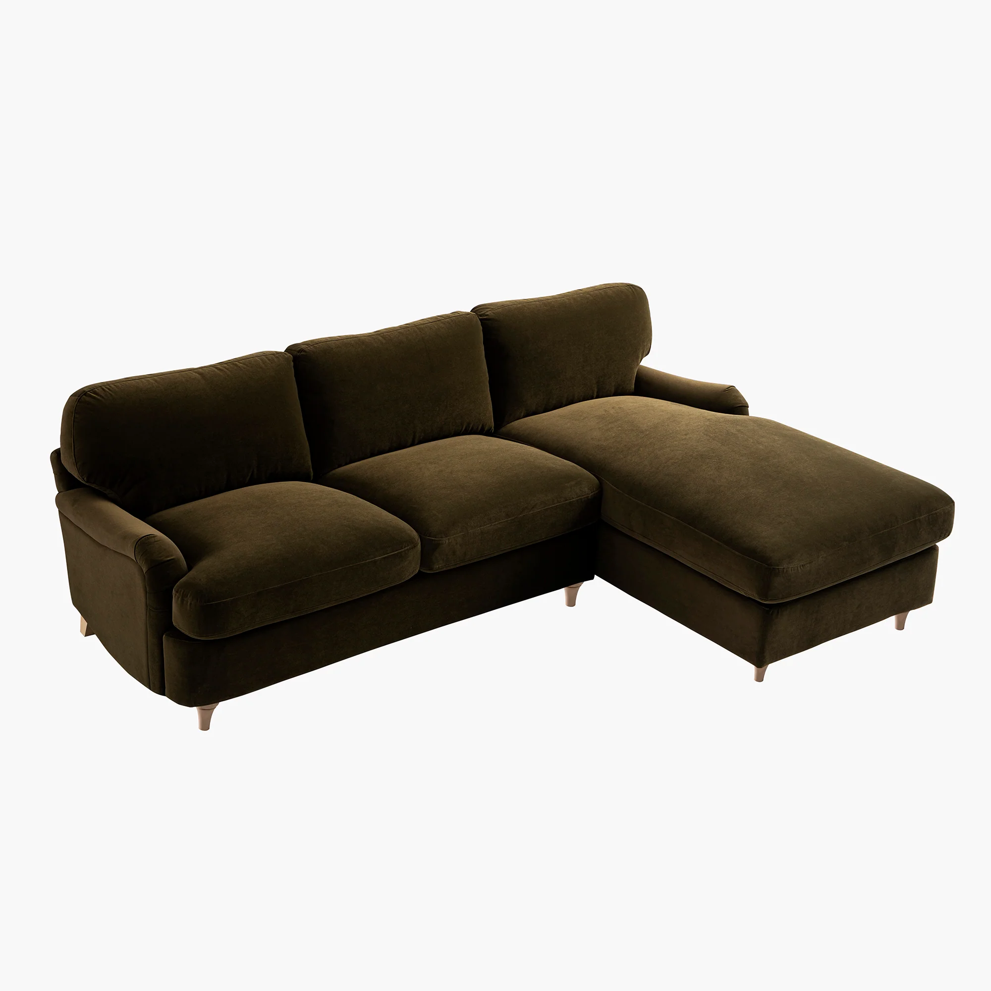 Daphnis Seaweed Velvet Sofa Bed, Grande Chaise Right Hand Facing - Image 13