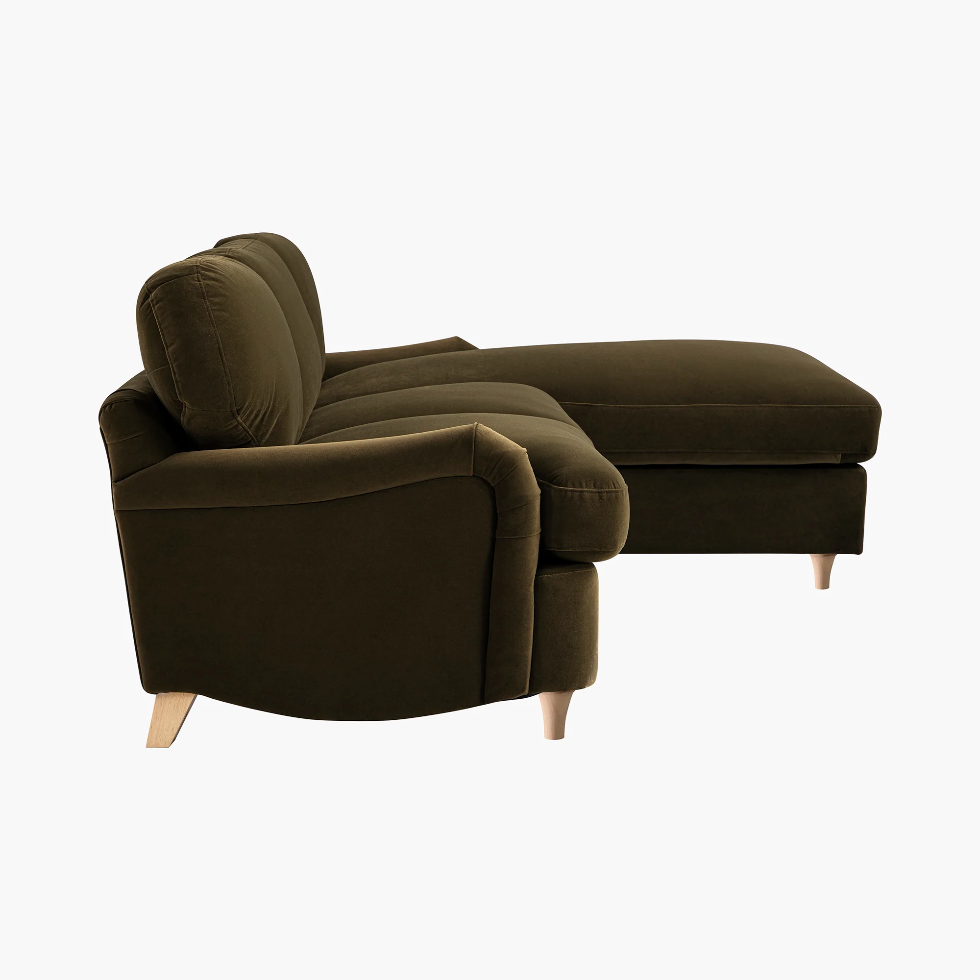 Daphnis Seaweed Velvet Sofa Bed, Grande Chaise Right Hand Facing - Image 14