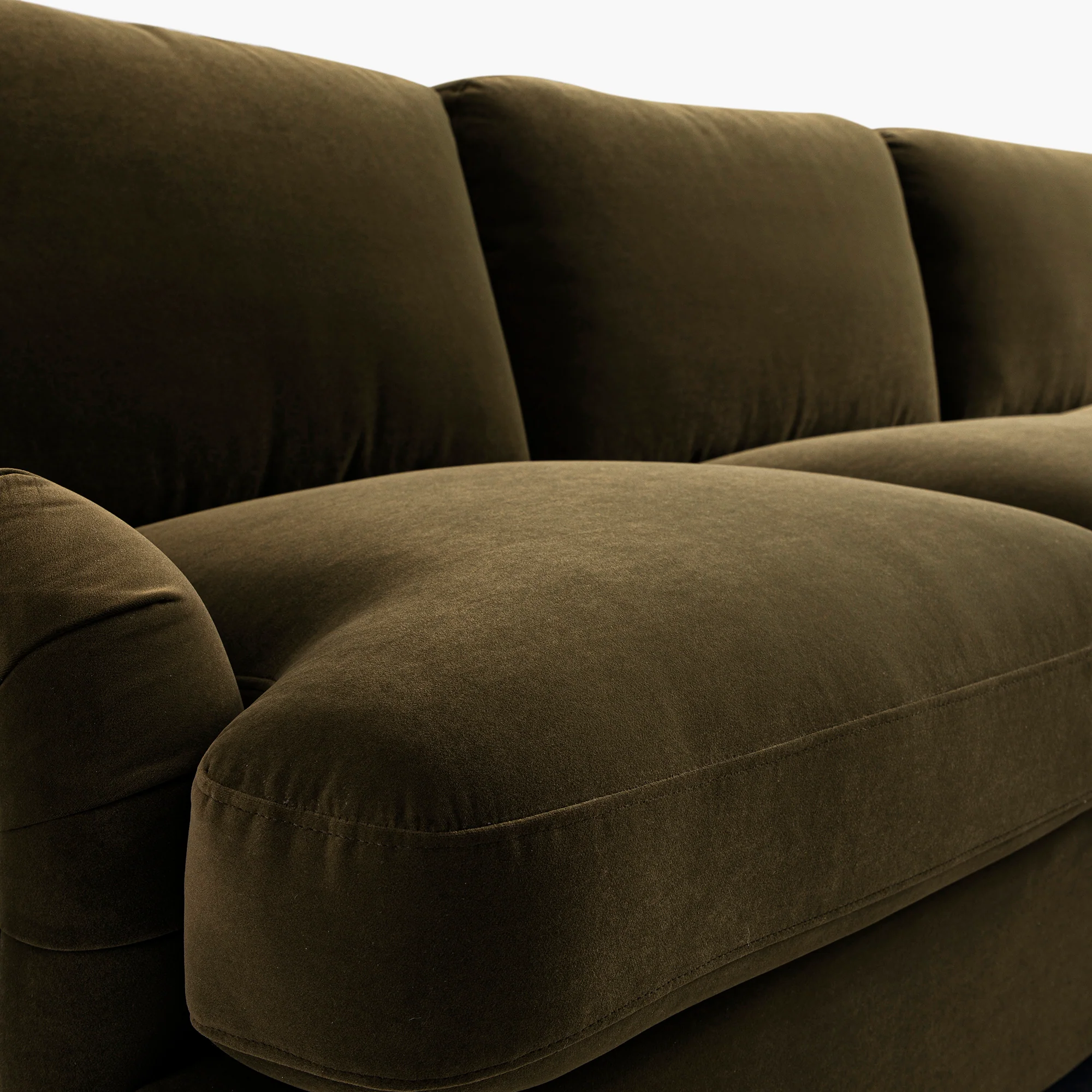 Daphnis Seaweed Velvet Sofa Bed, Grande Chaise Right Hand Facing - Image 17