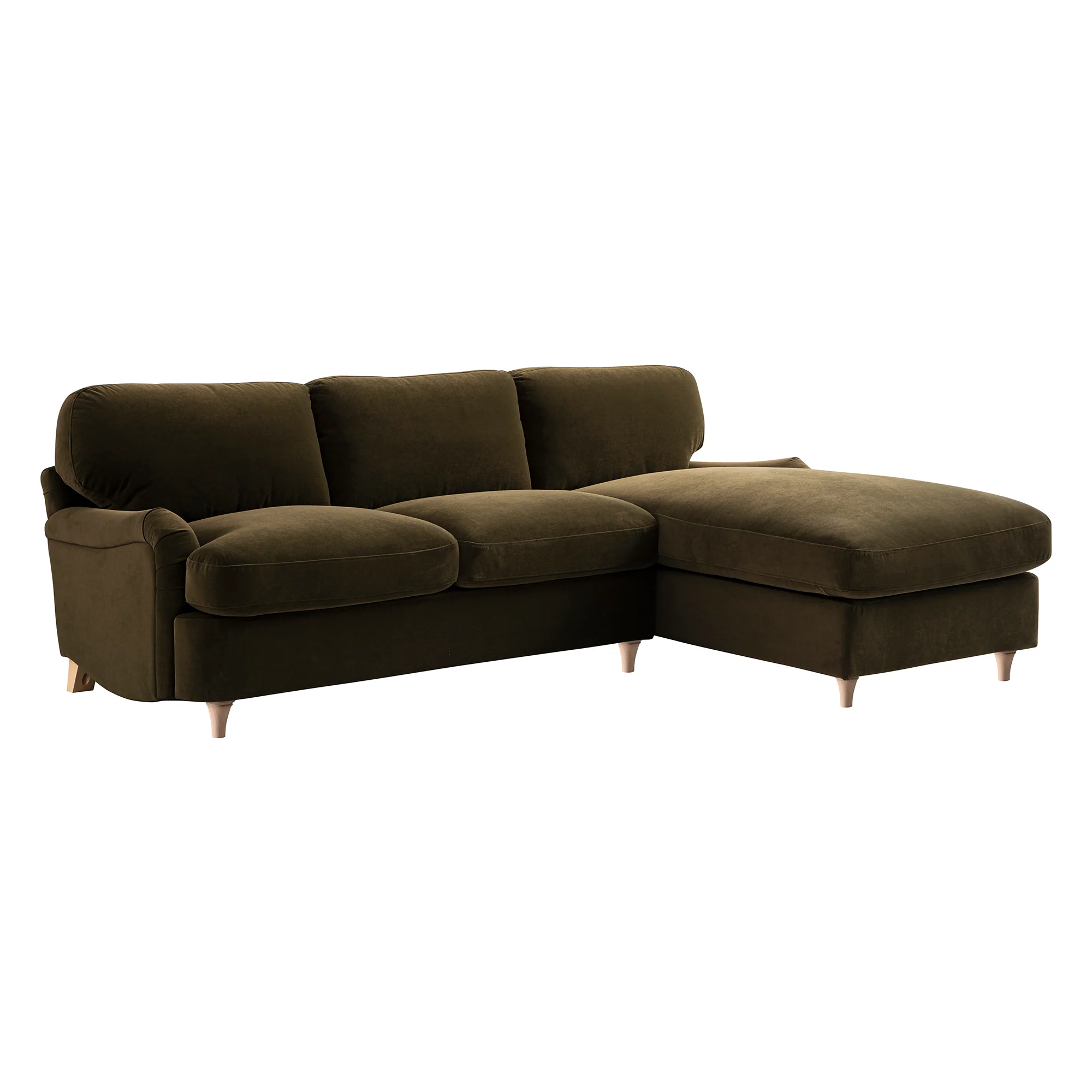 Daphnis Seaweed Velvet Sofa Bed, Grande Chaise Right Hand Facing - Image 8