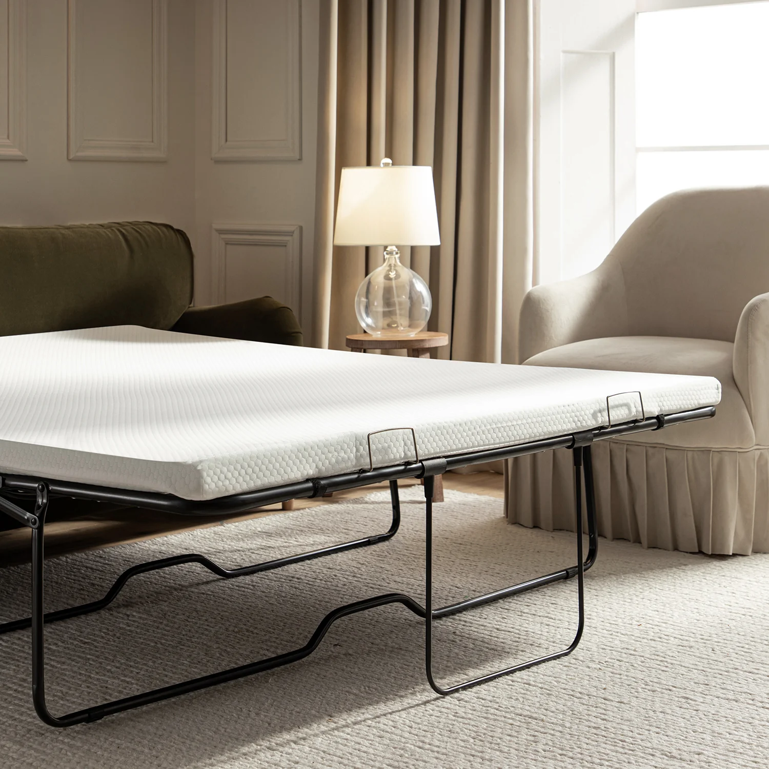 Daphnis Seaweed Velvet Sofa Bed, Large 3-Seater - Image 9