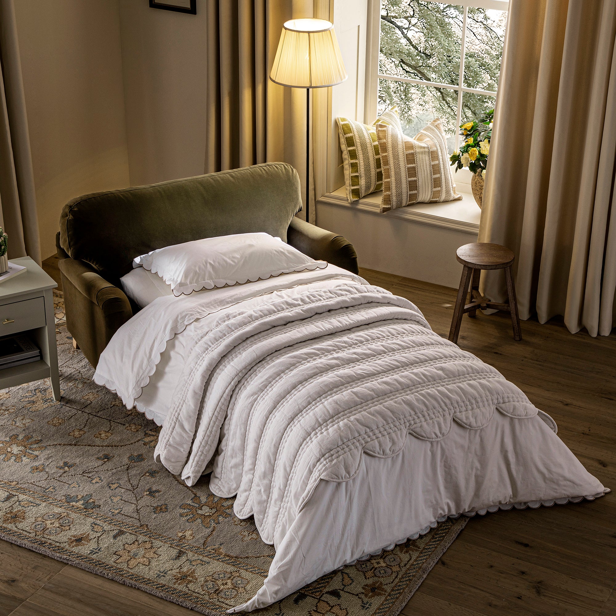 Daphnis Seaweed Velvet Sofa Bed, Loveseat - Image 5