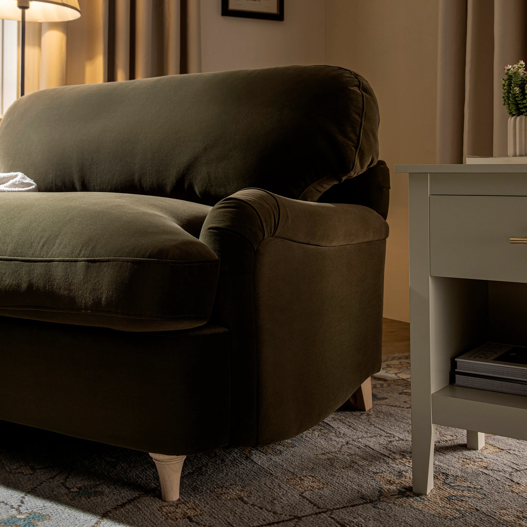 Daphnis Seaweed Velvet Sofa Bed, Loveseat - Image 7