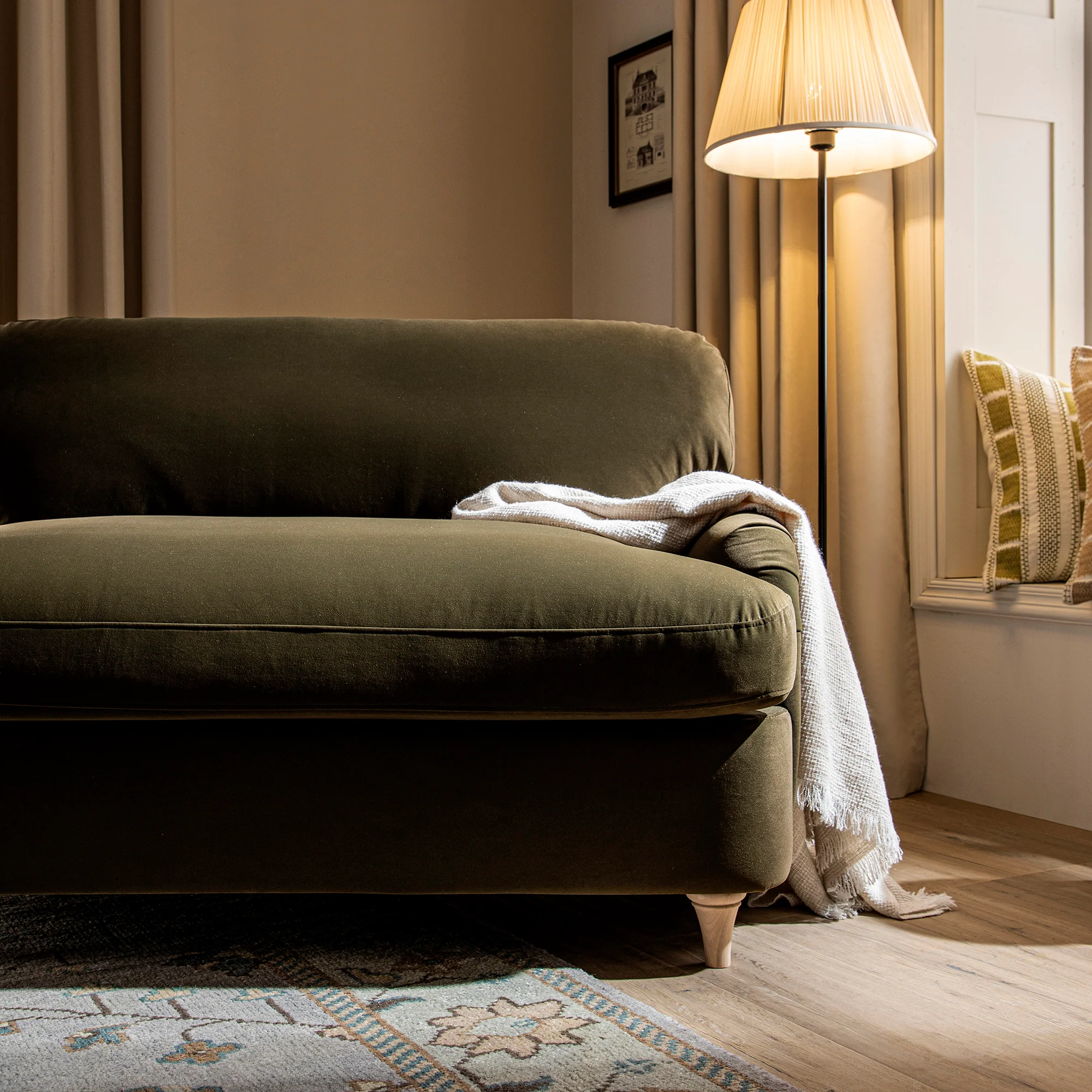 Daphnis Seaweed Velvet Sofa Bed, Loveseat - Image 8