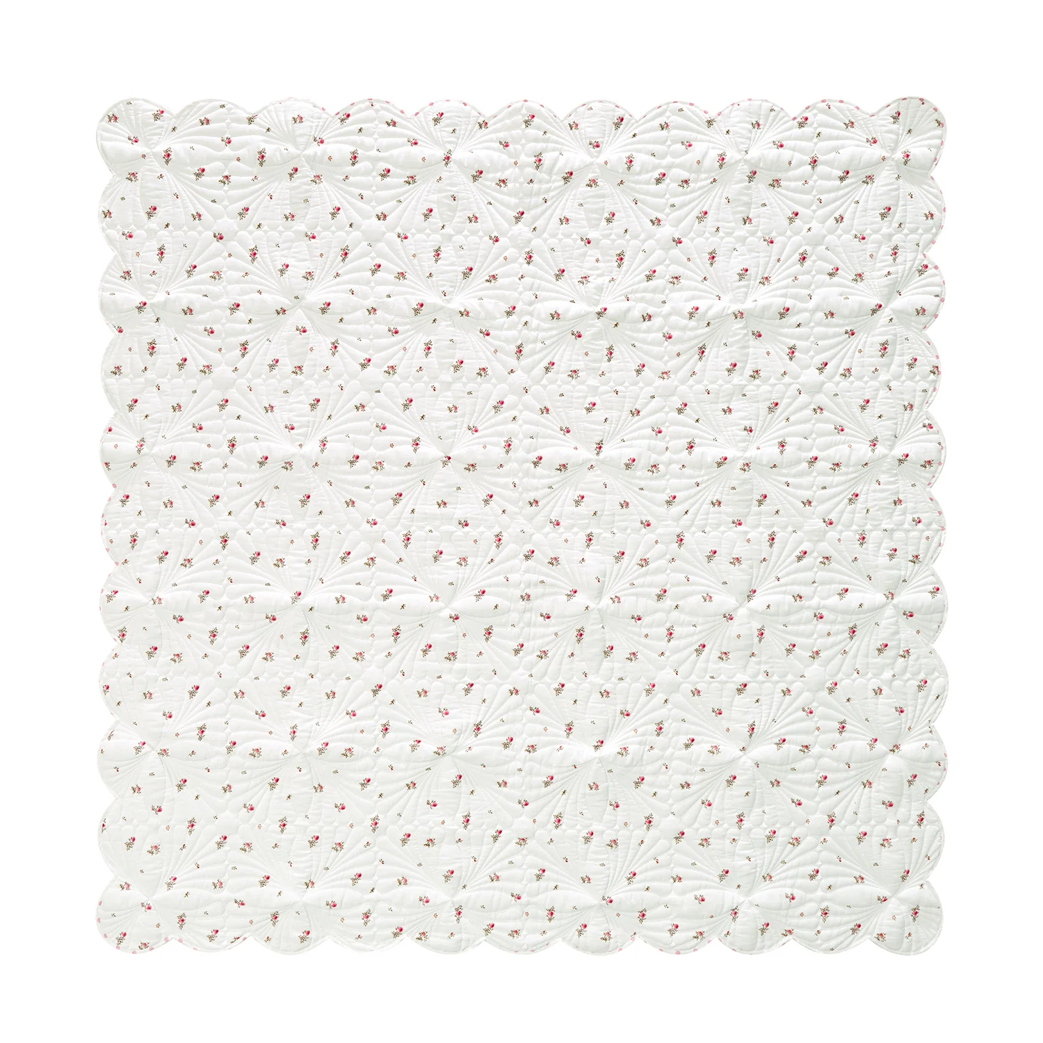 Darcy Rose Ivory White Scallop Quilted Linen Blend Bedspread - Image 4