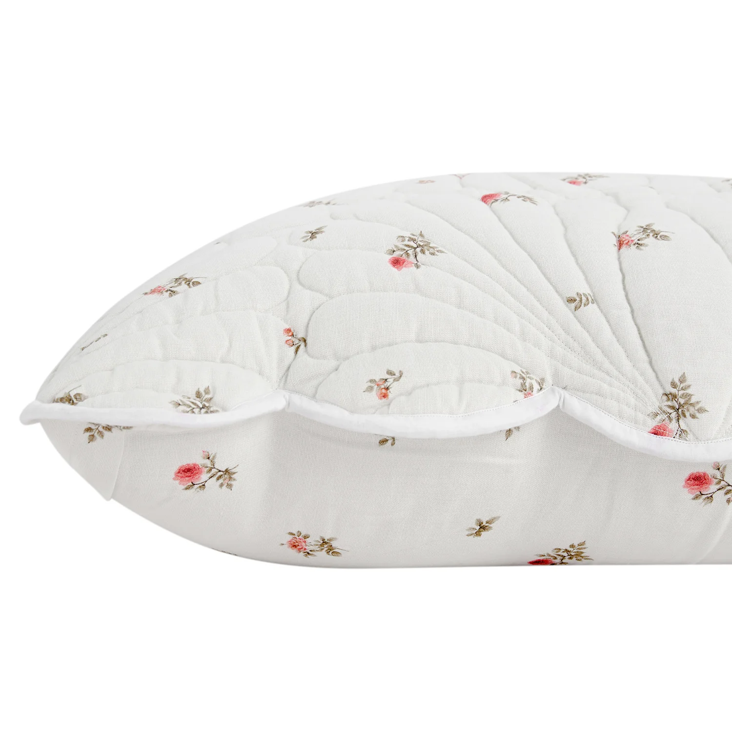 Darcy Rose Ivory White Scallop Quilted Linen Blend Continental Square Pillowcases - Pair - Image 3