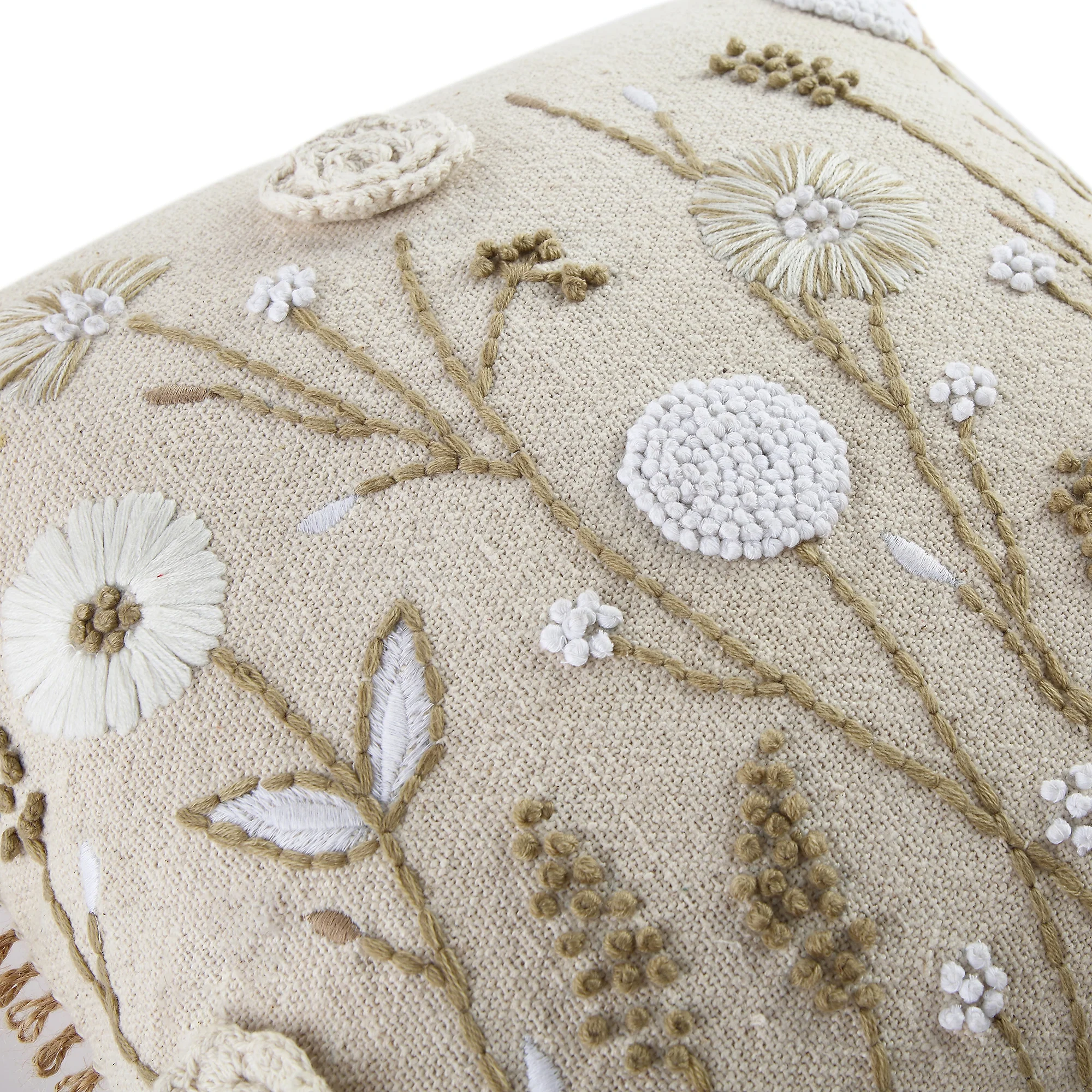 Delilah Crochet Jute Lace Hand Embroidered Square Cushion - Image 7
