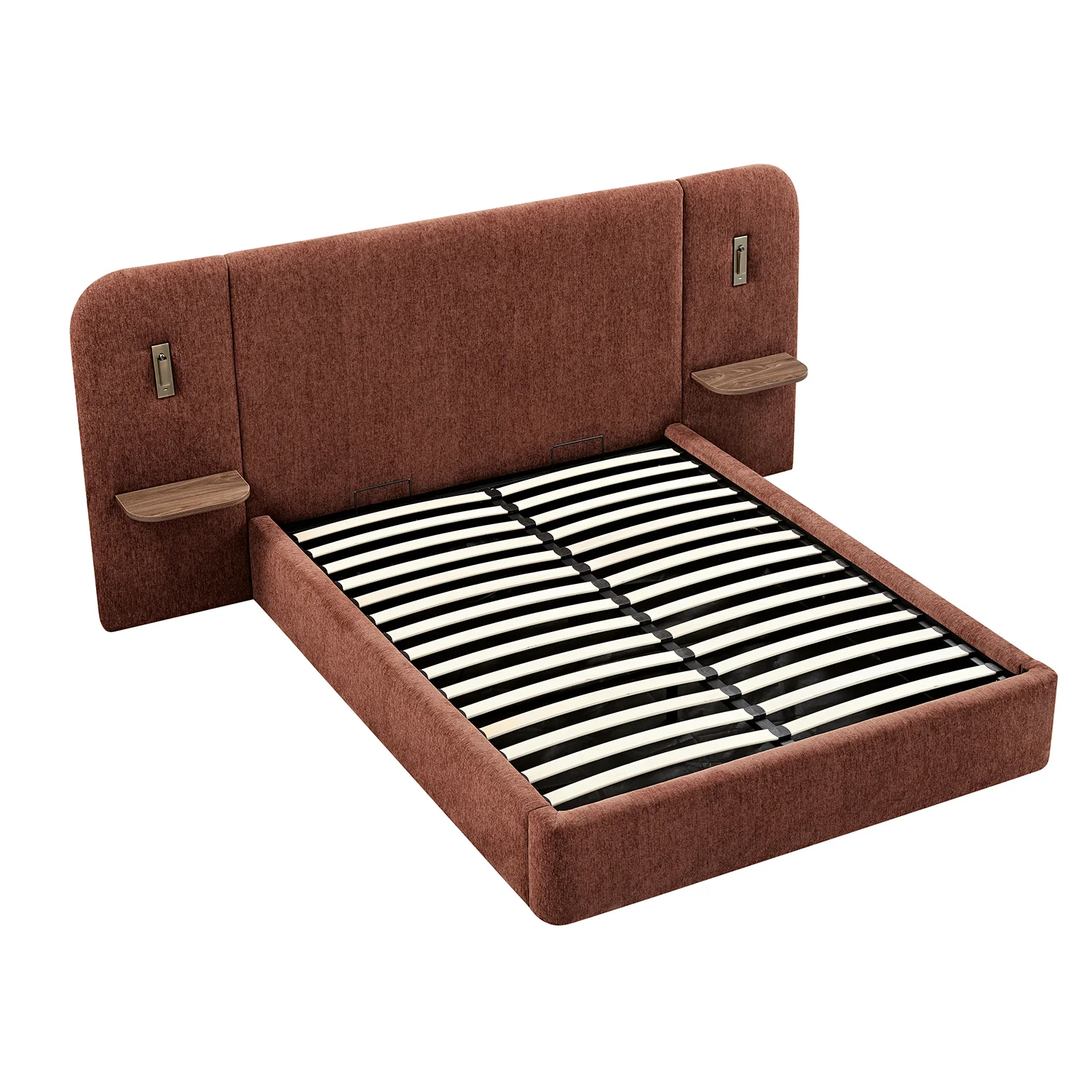 Della Extended Headboard Storage Bed, Burnt Brick Chenille - Image 14