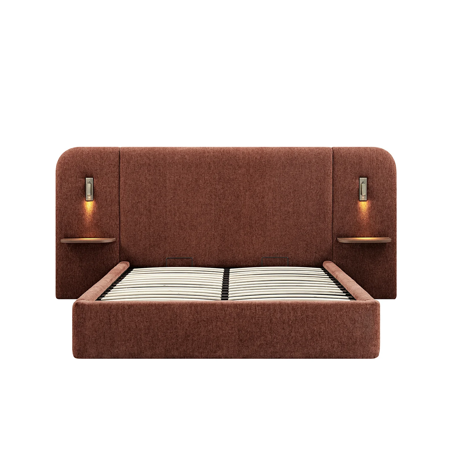 Della Extended Headboard Storage Bed, Burnt Brick Chenille - Image 8