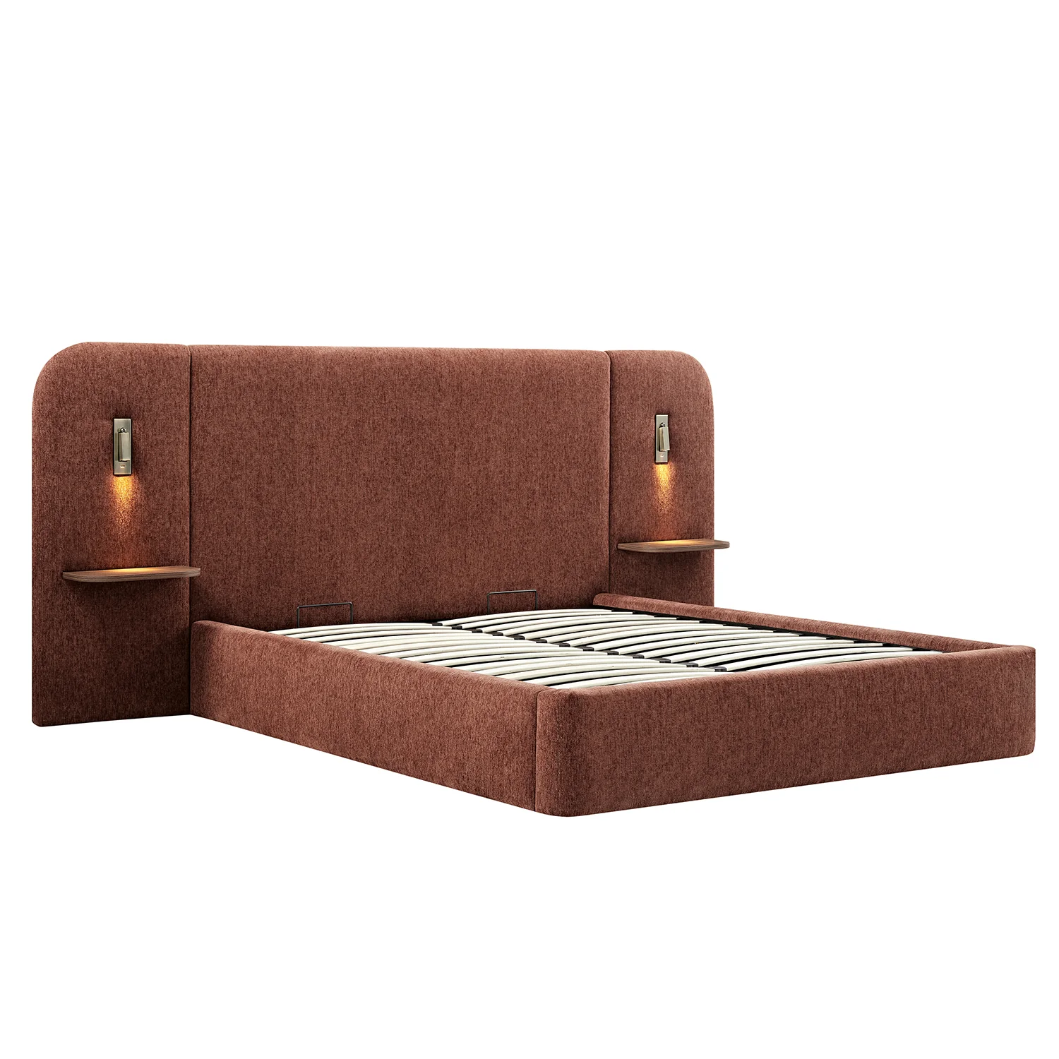 Della Extended Headboard Storage Bed, Burnt Brick Chenille - Image 9