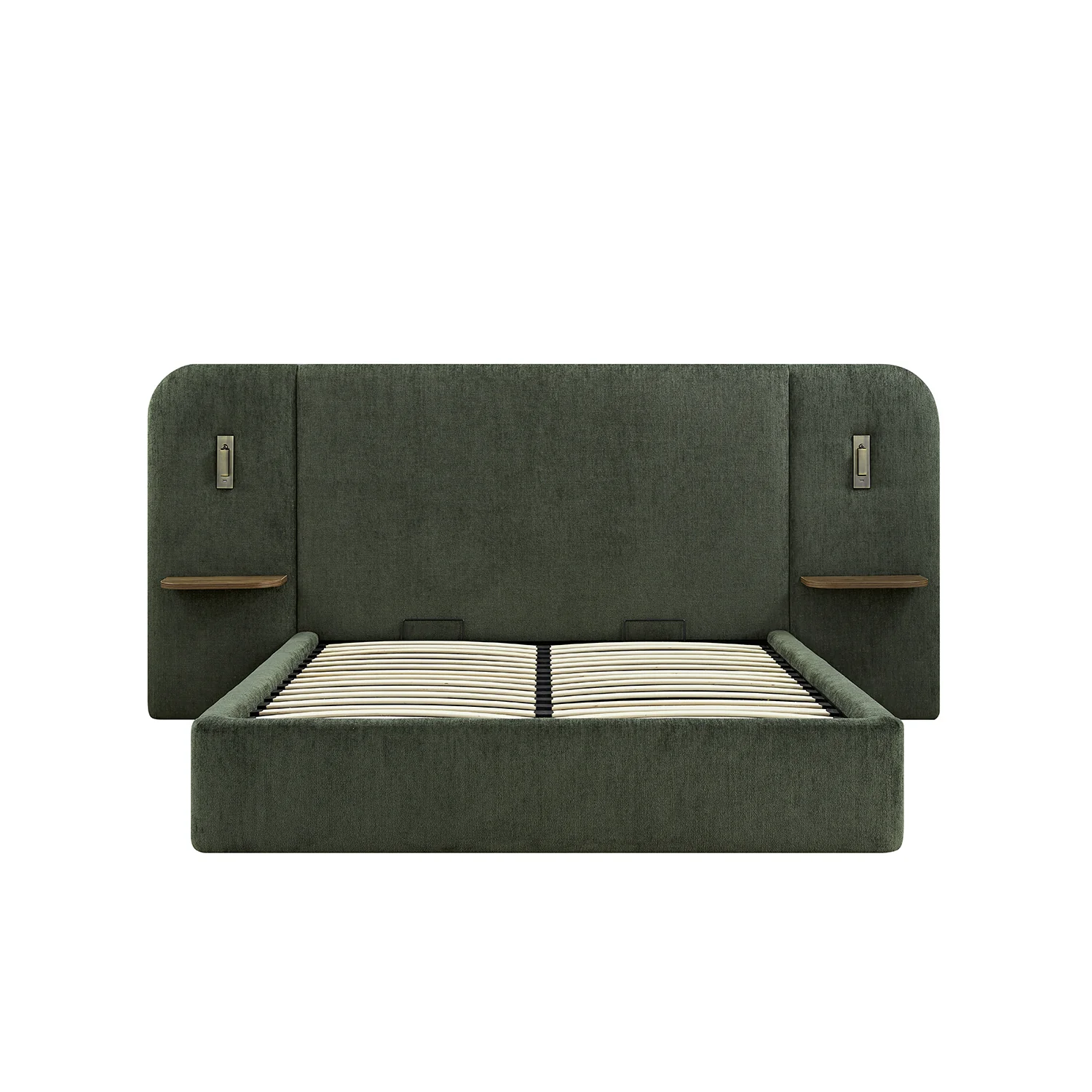 Della Extended Headboard Storage Bed, Moss Green Chenille - Image 13