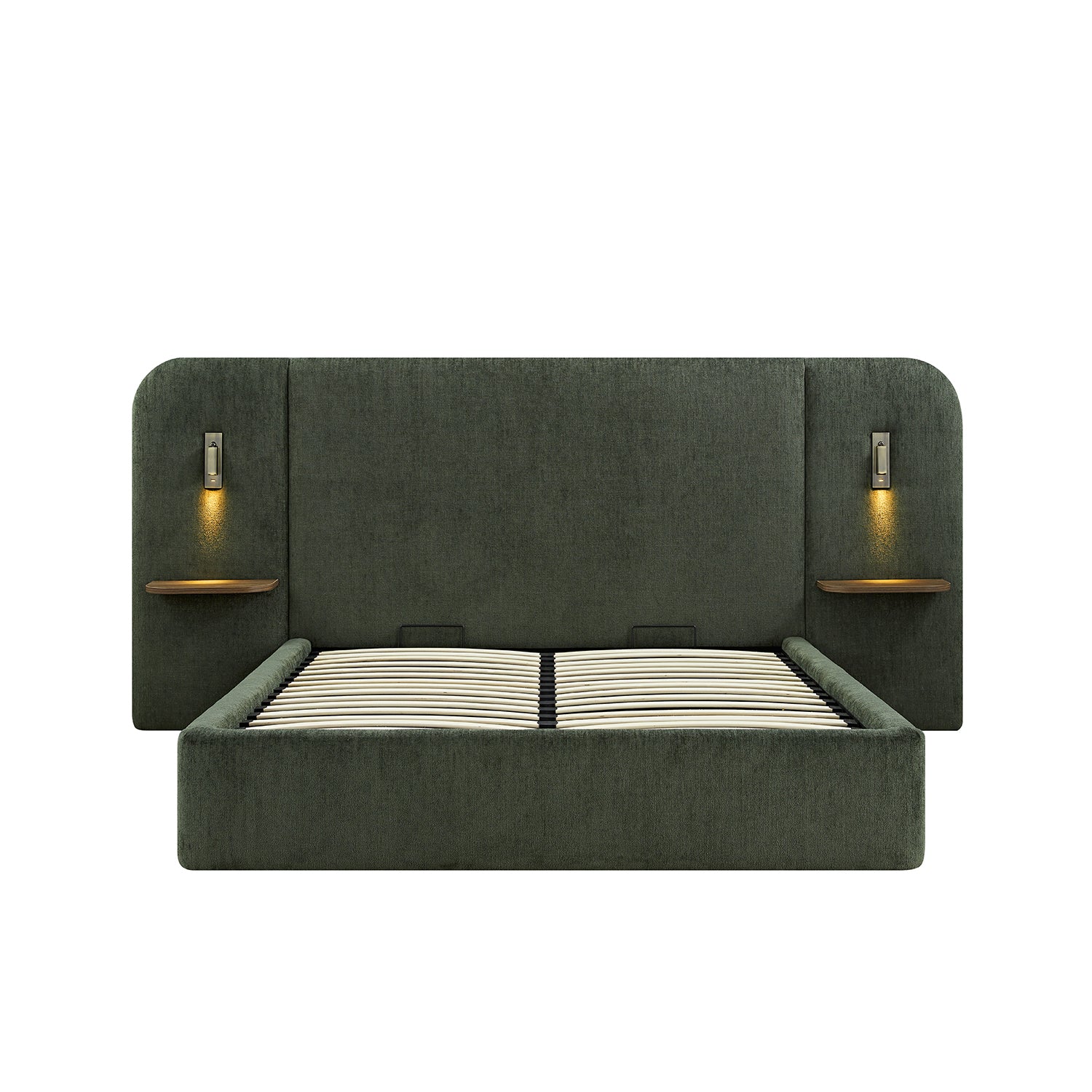Della Extended Headboard Storage Bed, Moss Green Chenille - Image 9