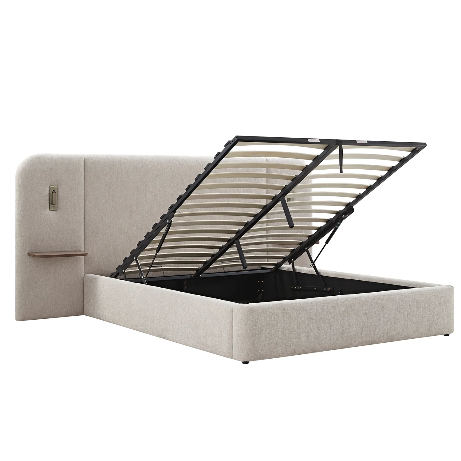 Della Extended Headboard Storage Bed, Soft Beige Chenille - Image 16