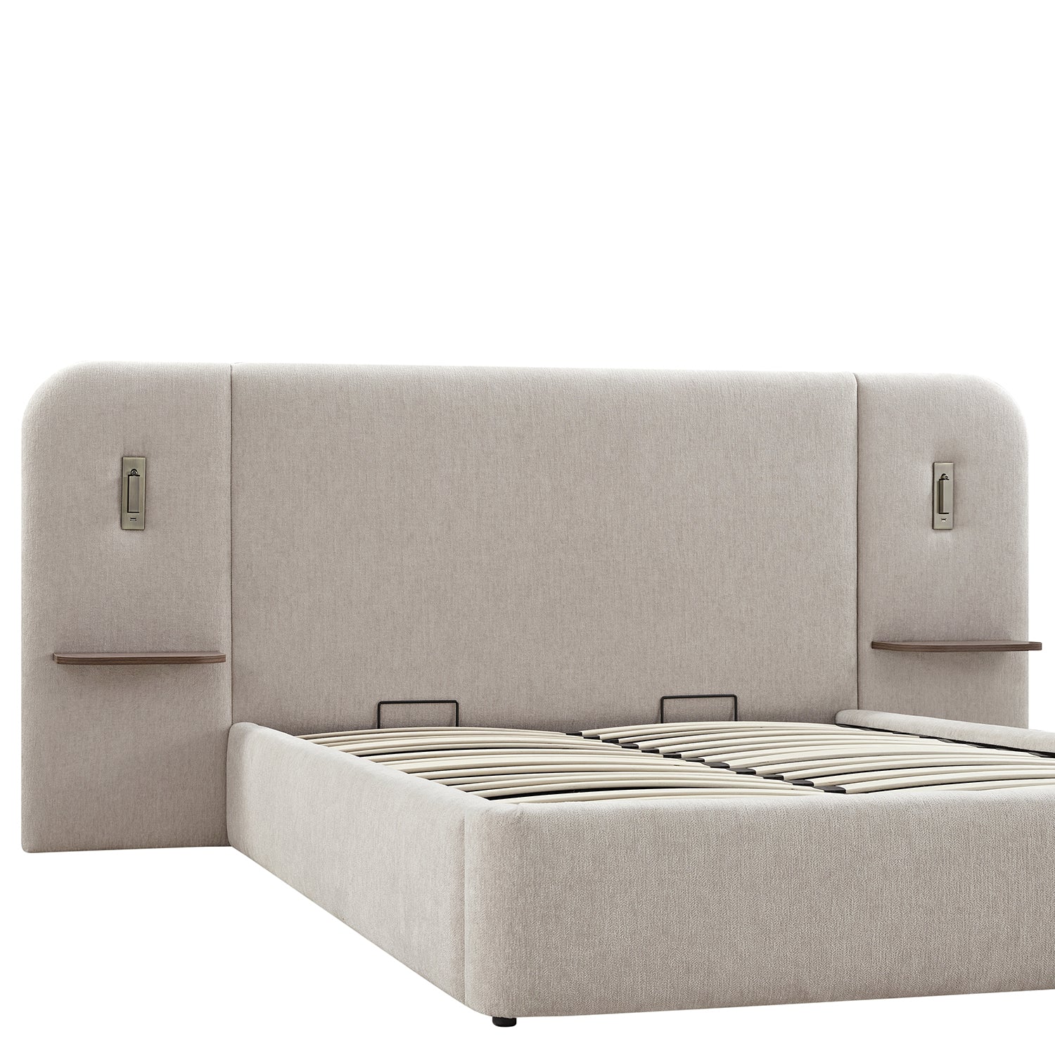 Della Extended Headboard Storage Bed, Soft Beige Chenille - Image 20