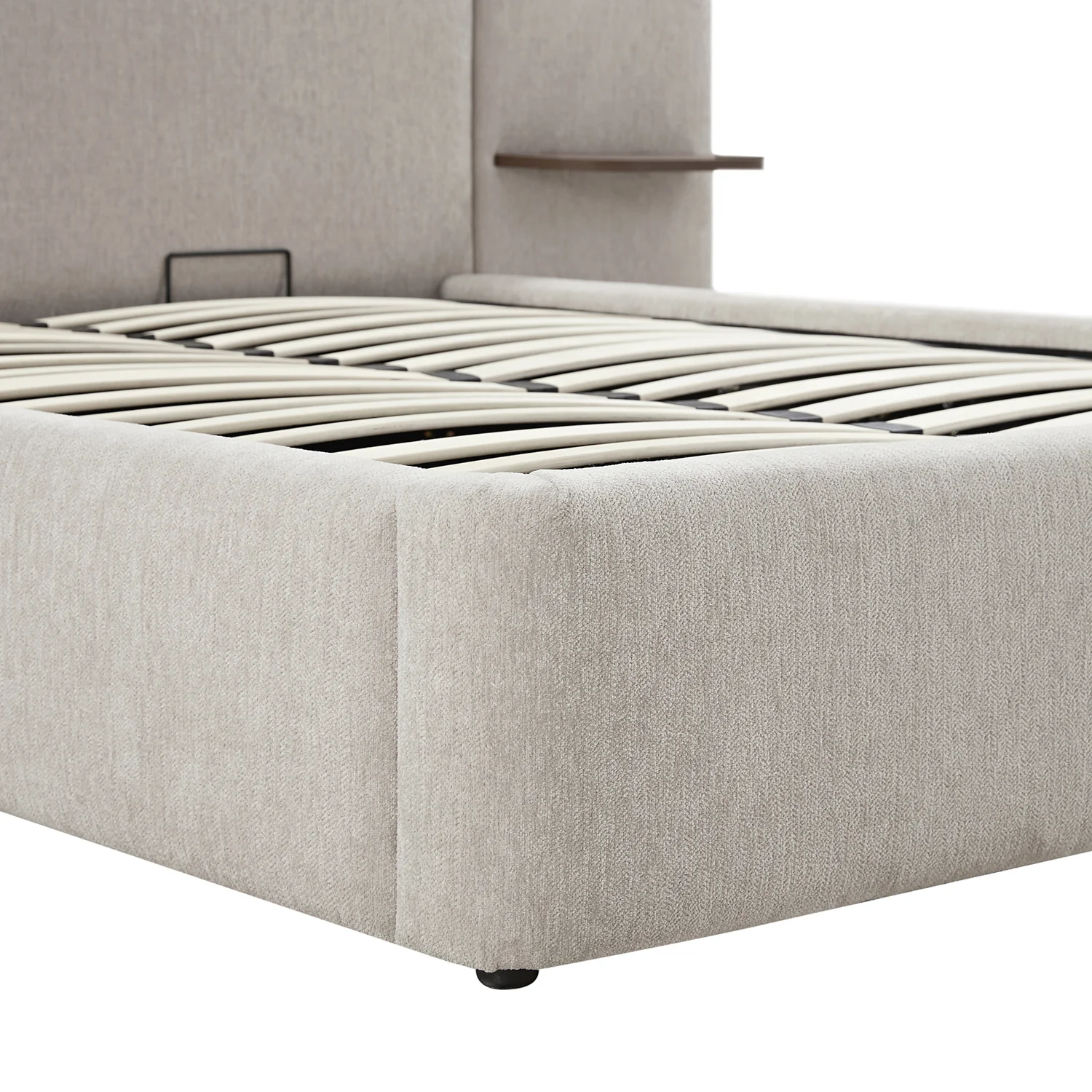 Della Extended Headboard Storage Bed, Soft Beige Chenille - Image 21